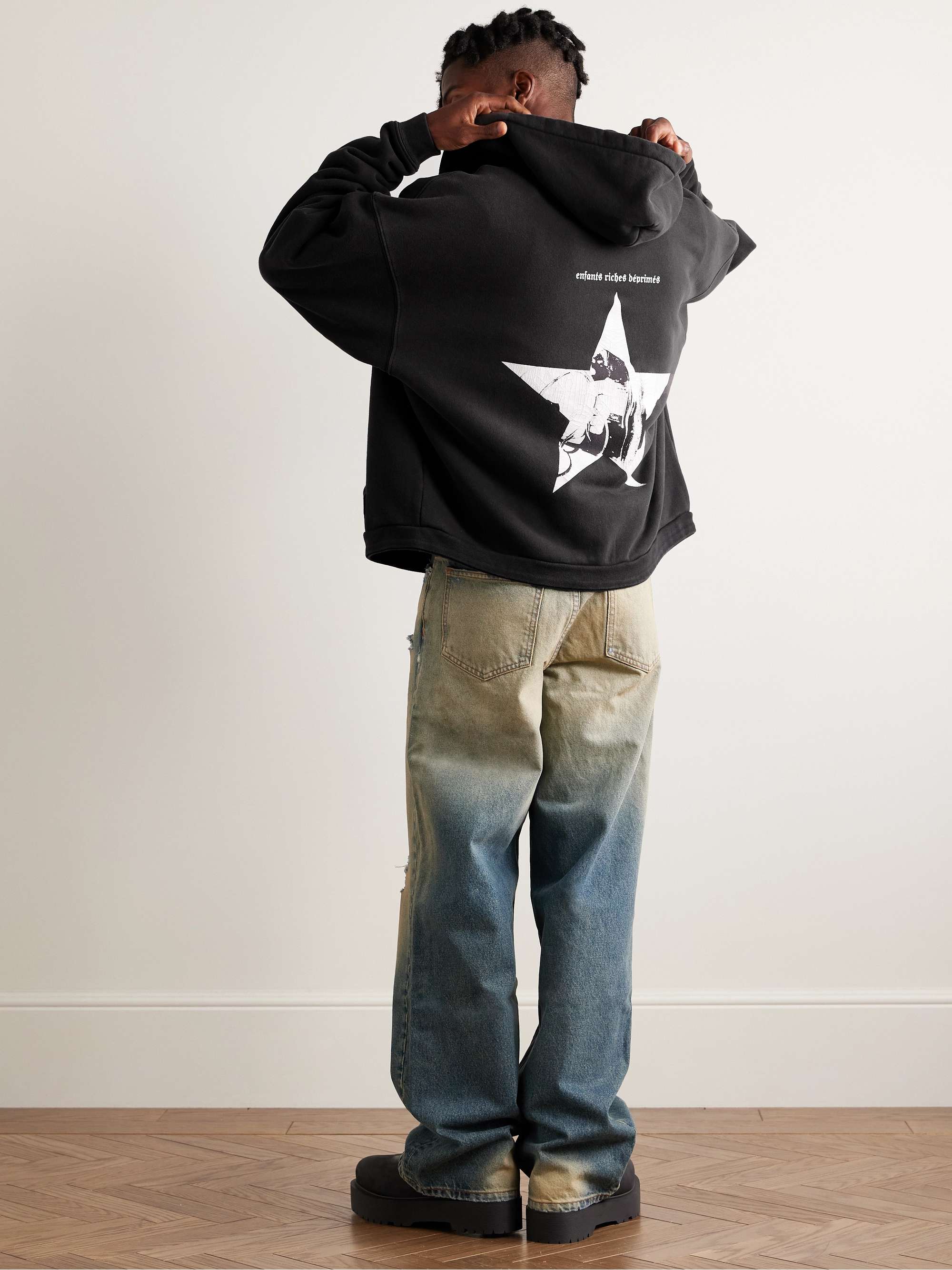Printed Cotton-Jersey Zip-Up Hoodie view