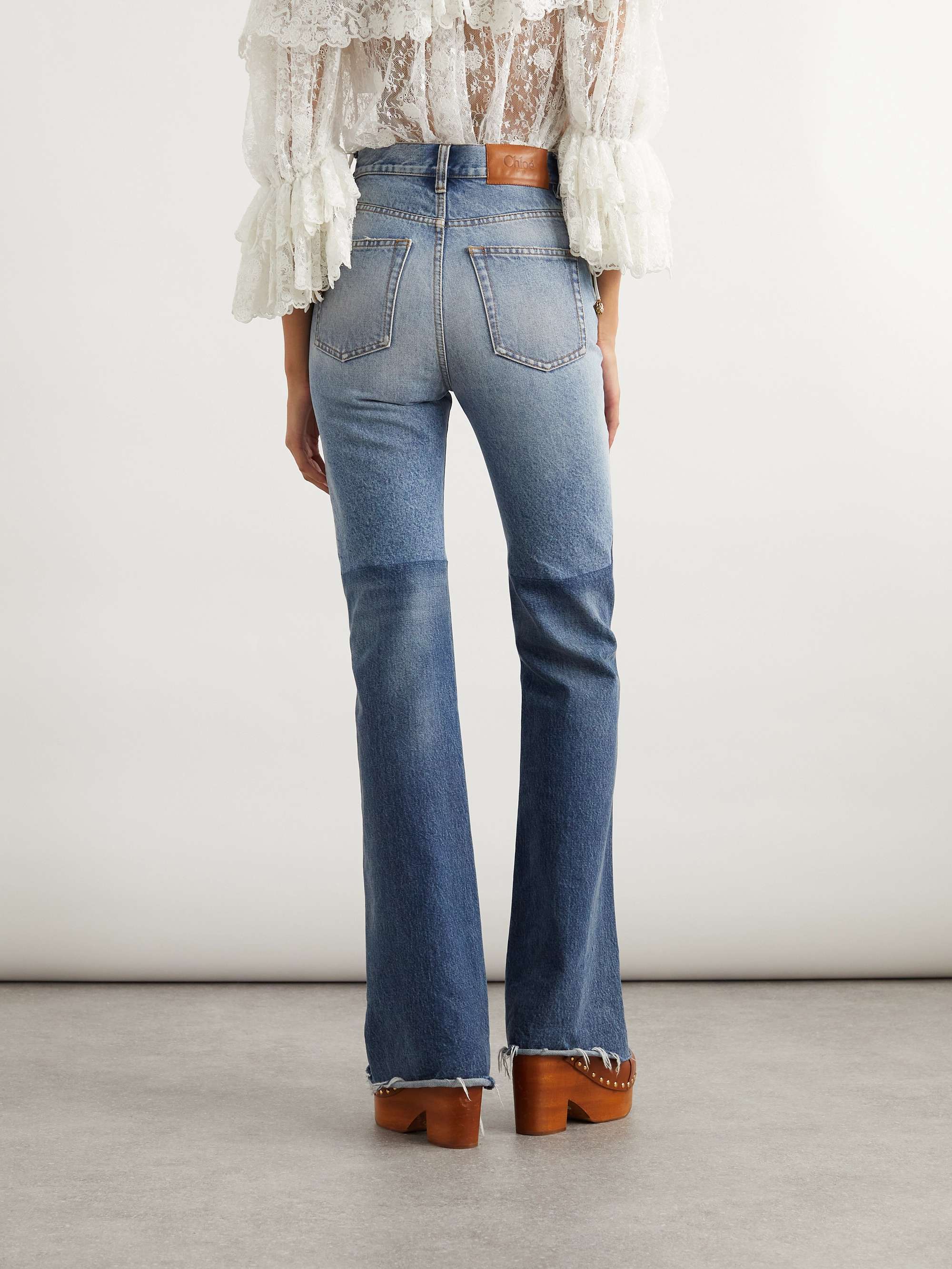 Patchwork mid-rise flared jeans view