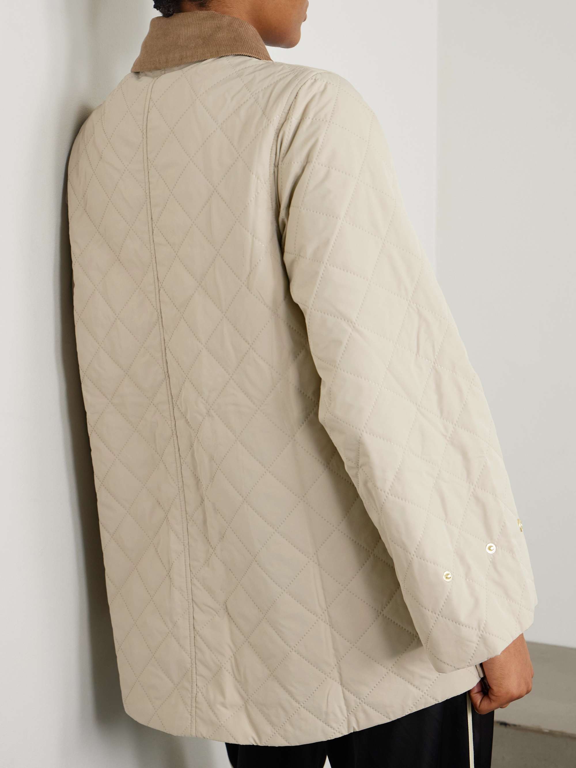 Corinne cotton corduroy-trimmed quilted shell jacket view