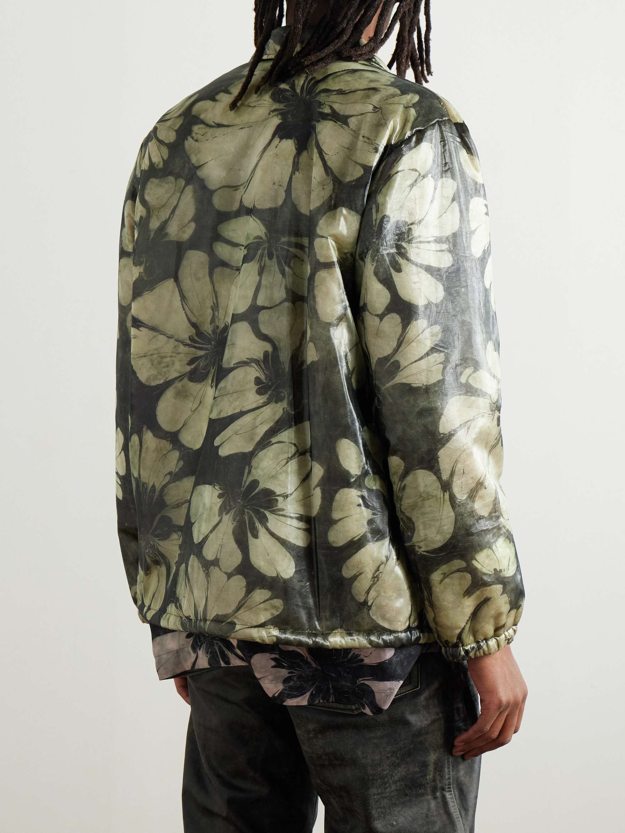 Padded Floral-Print Organza Coach Jacket view