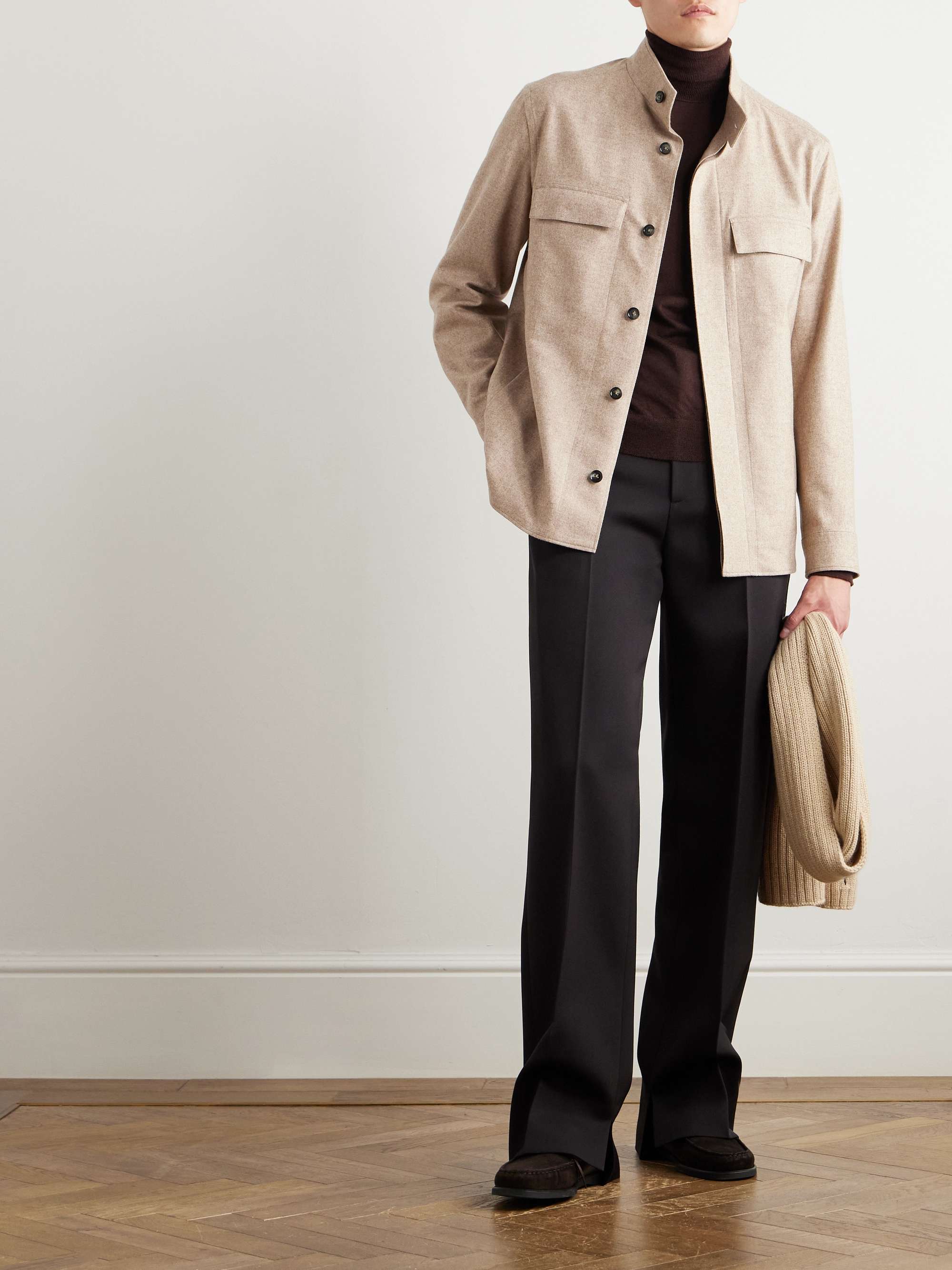 Grandad-Collar Cashmere Overshirt view