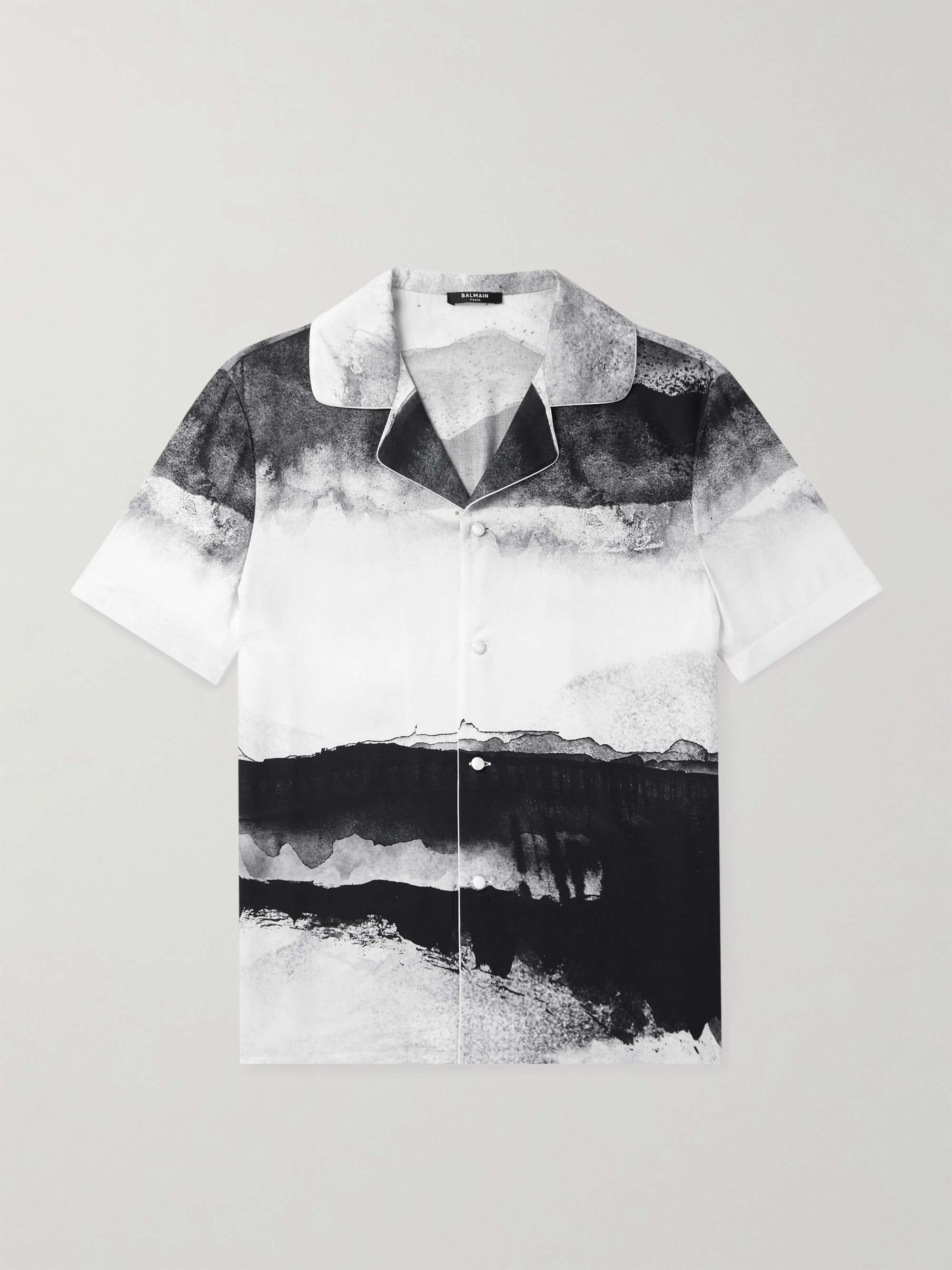 Moon Camp-Collar Logo-Embroidered Printed Twill Shirt view