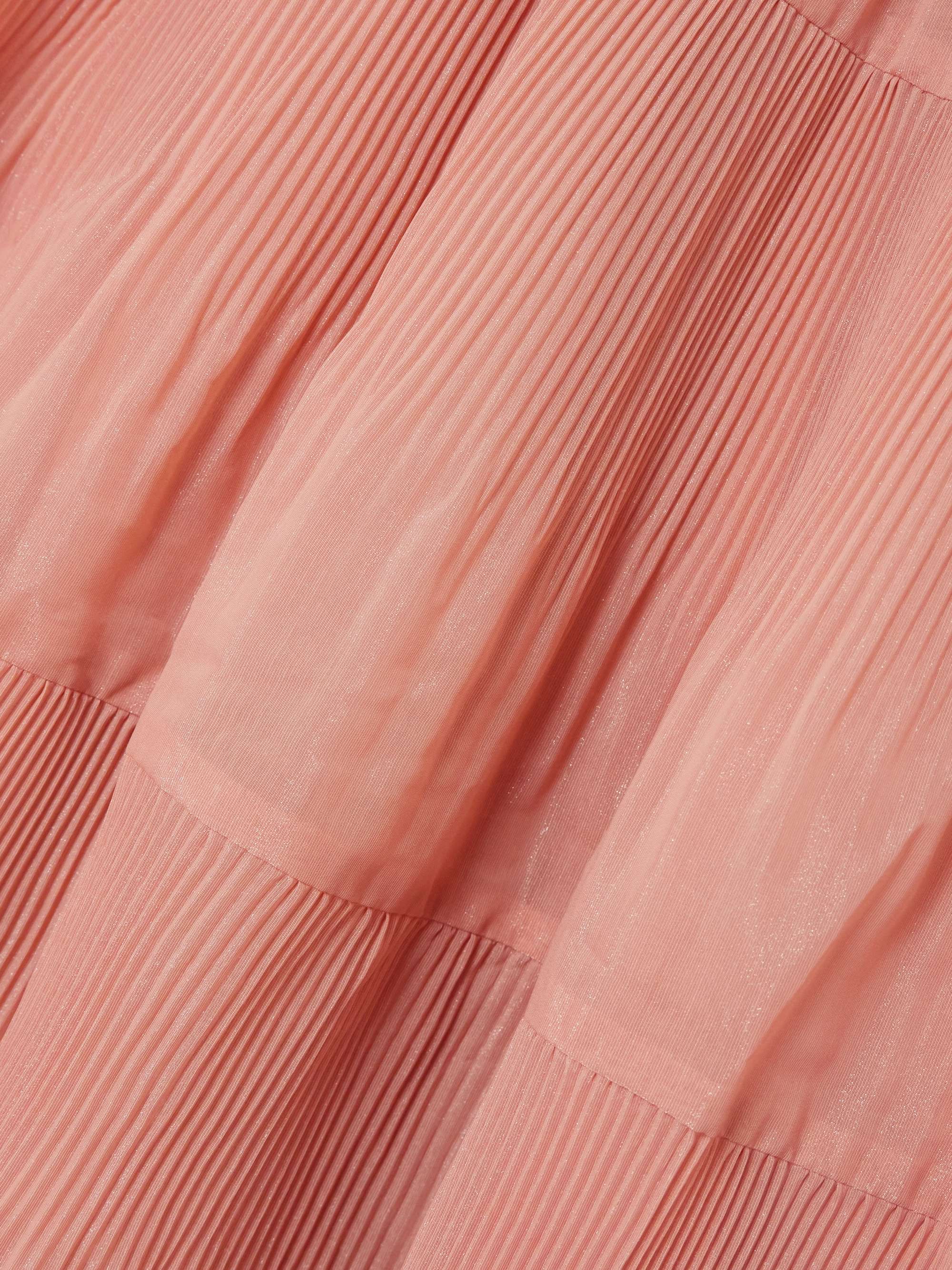 Tiered plissé-taffeta midi dress view