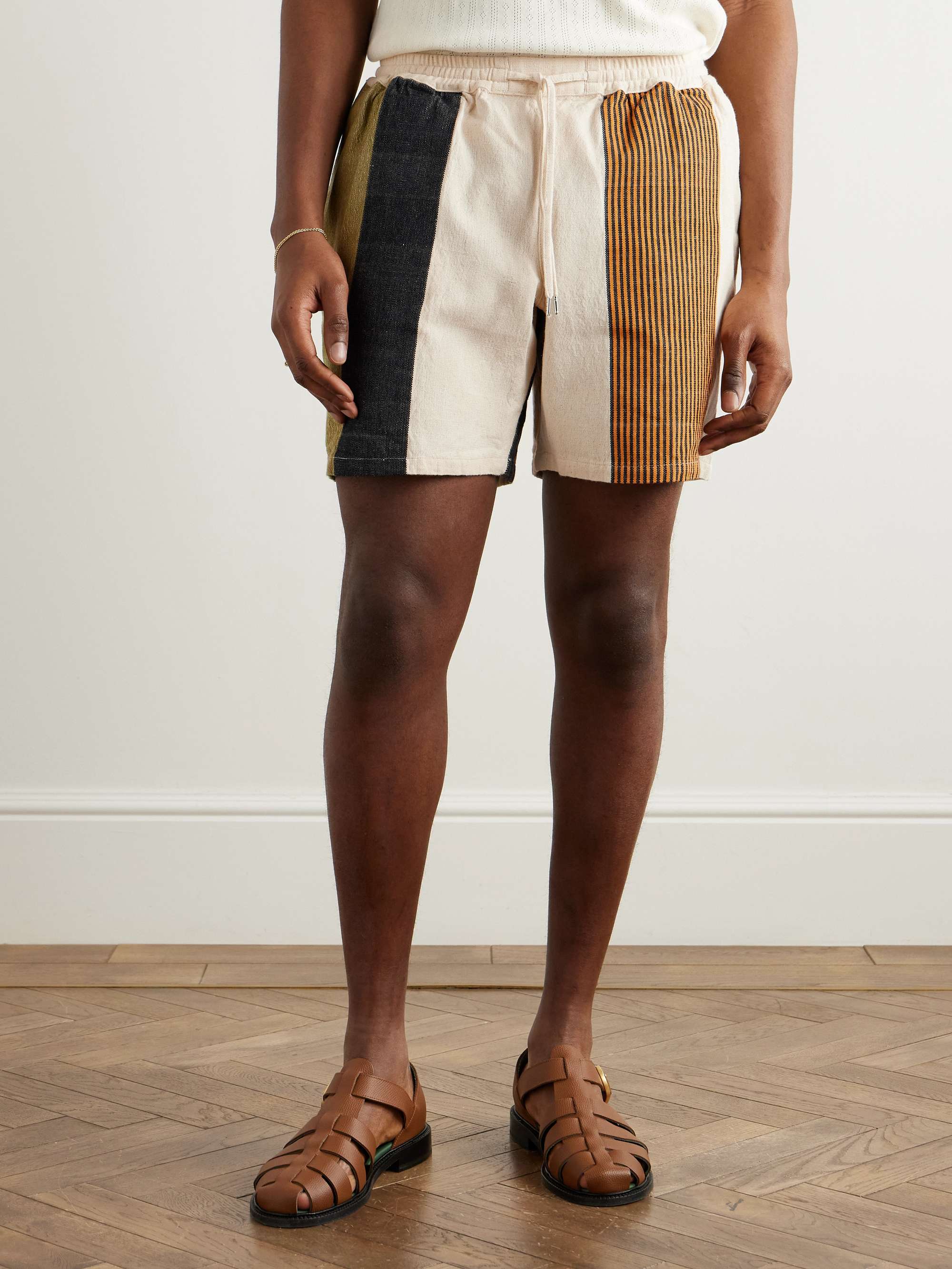 Volta Straight-Leg Striped Cotton Drawstring Shorts view
