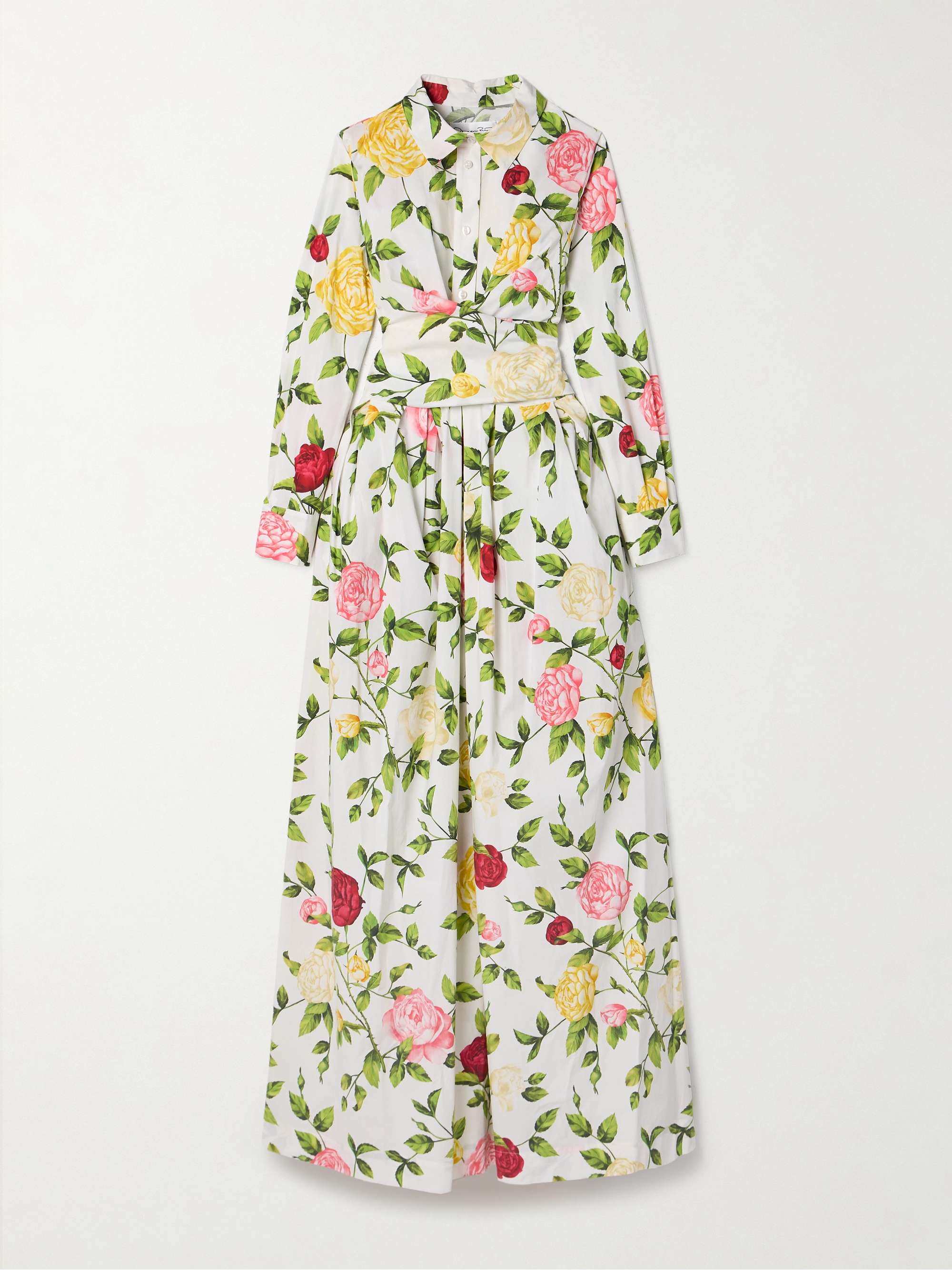 Wrap-effect floral-print cotton-blend poplin midi shirt dress view