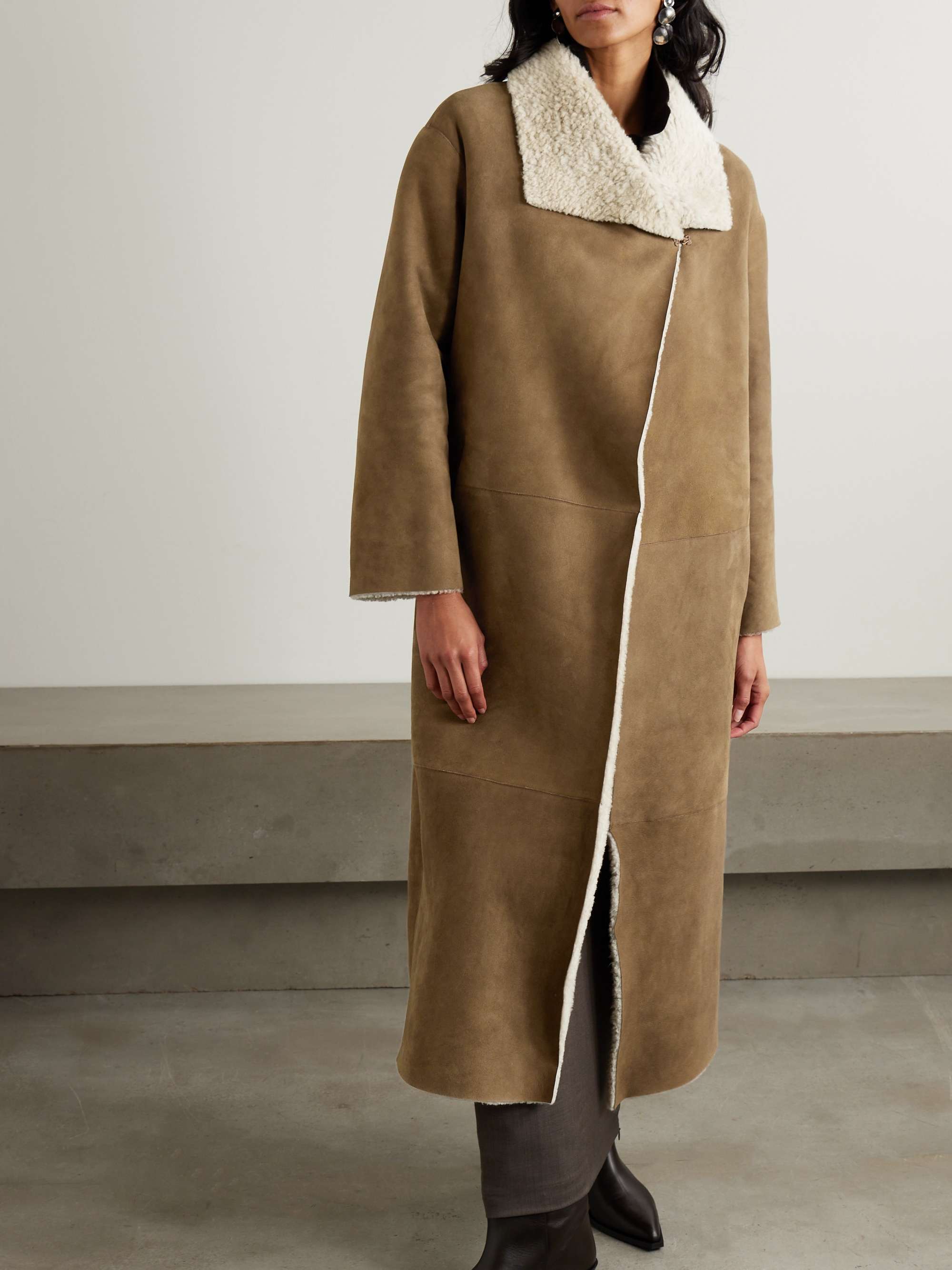 Asymmetric shearling coat view