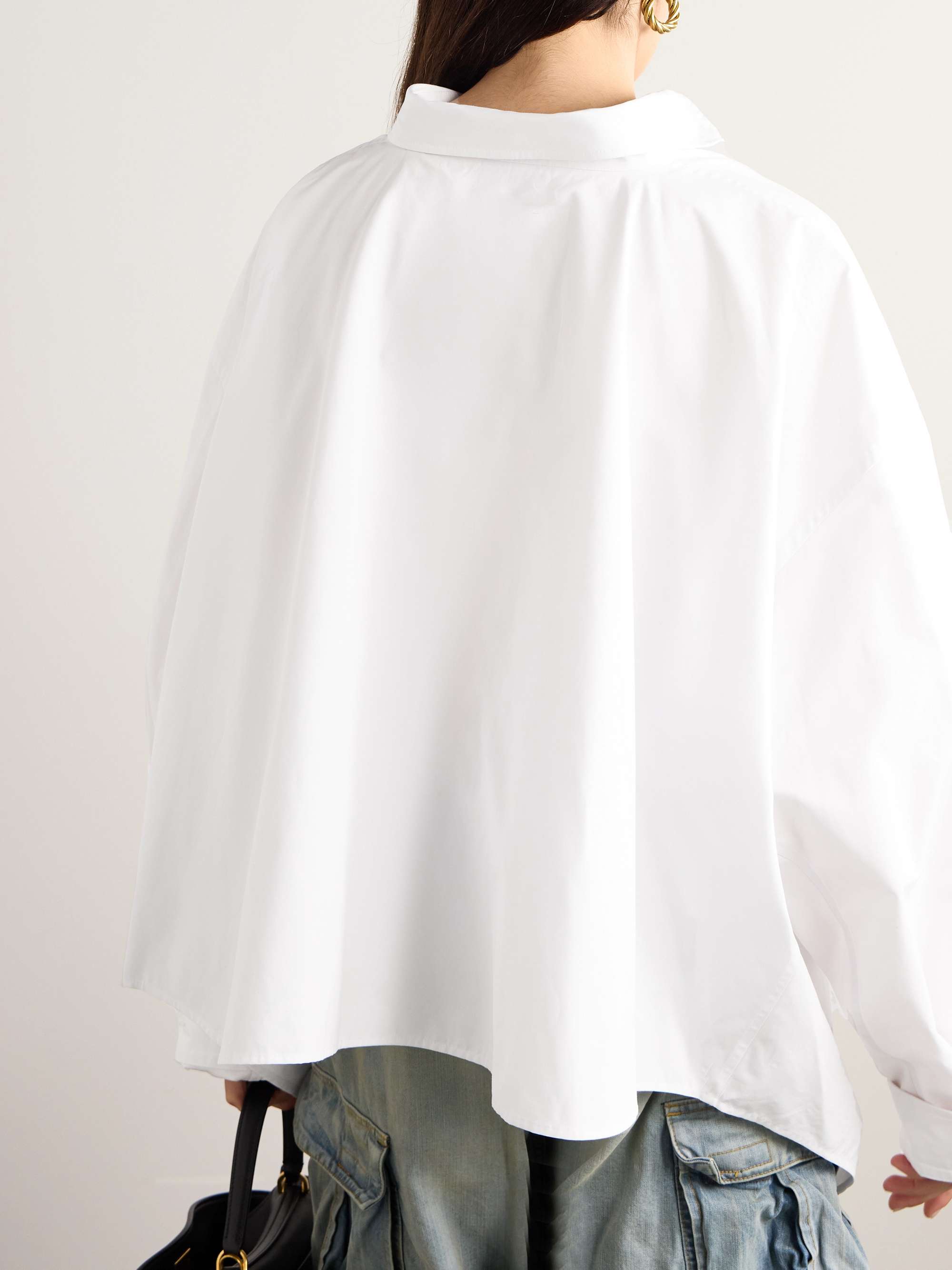 Oversized embroidered cotton-poplin shirt view