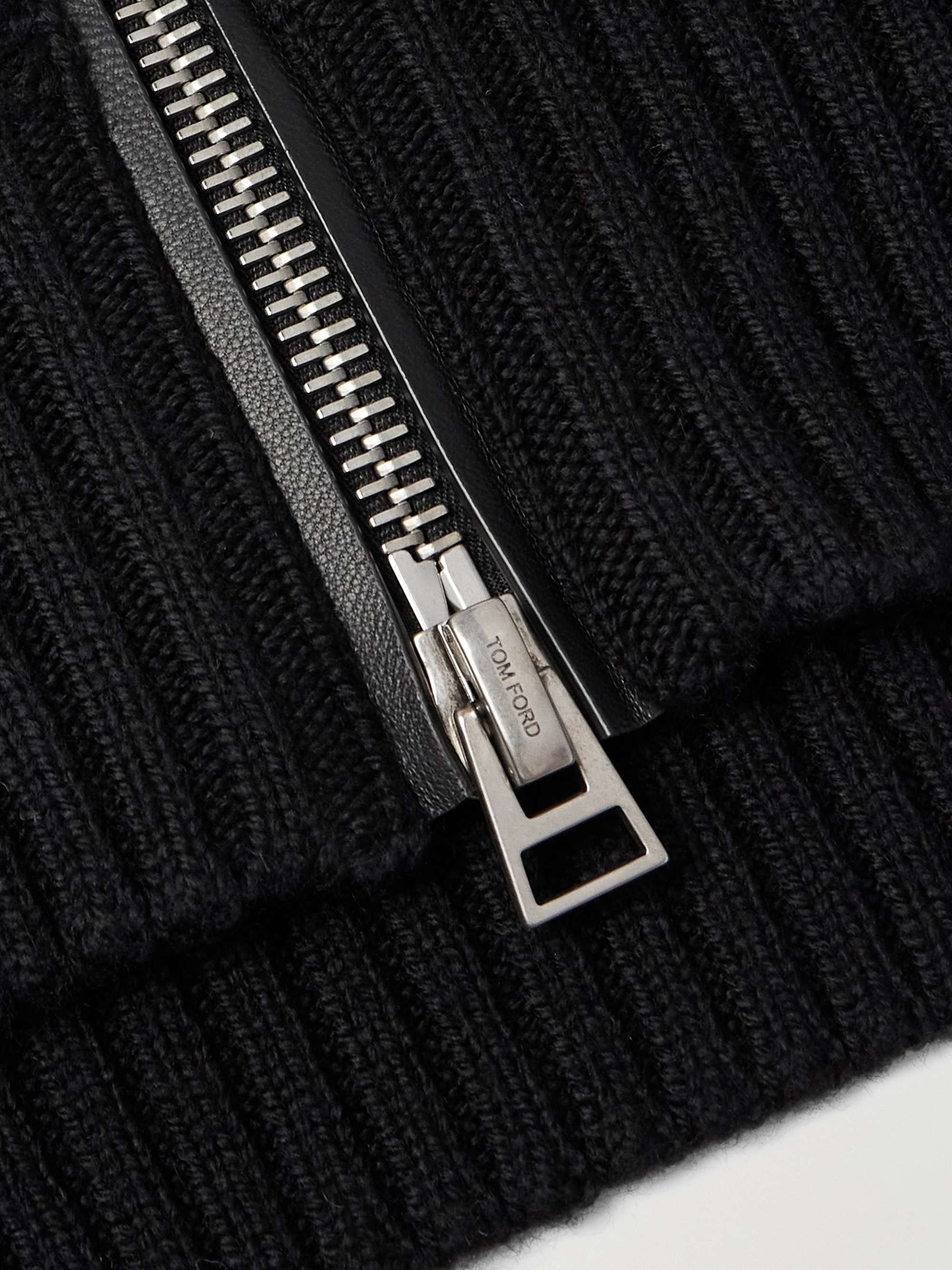 Slim-Fit Ribbed Wool and Cashmere-Blend Zip-Up Cardigan view