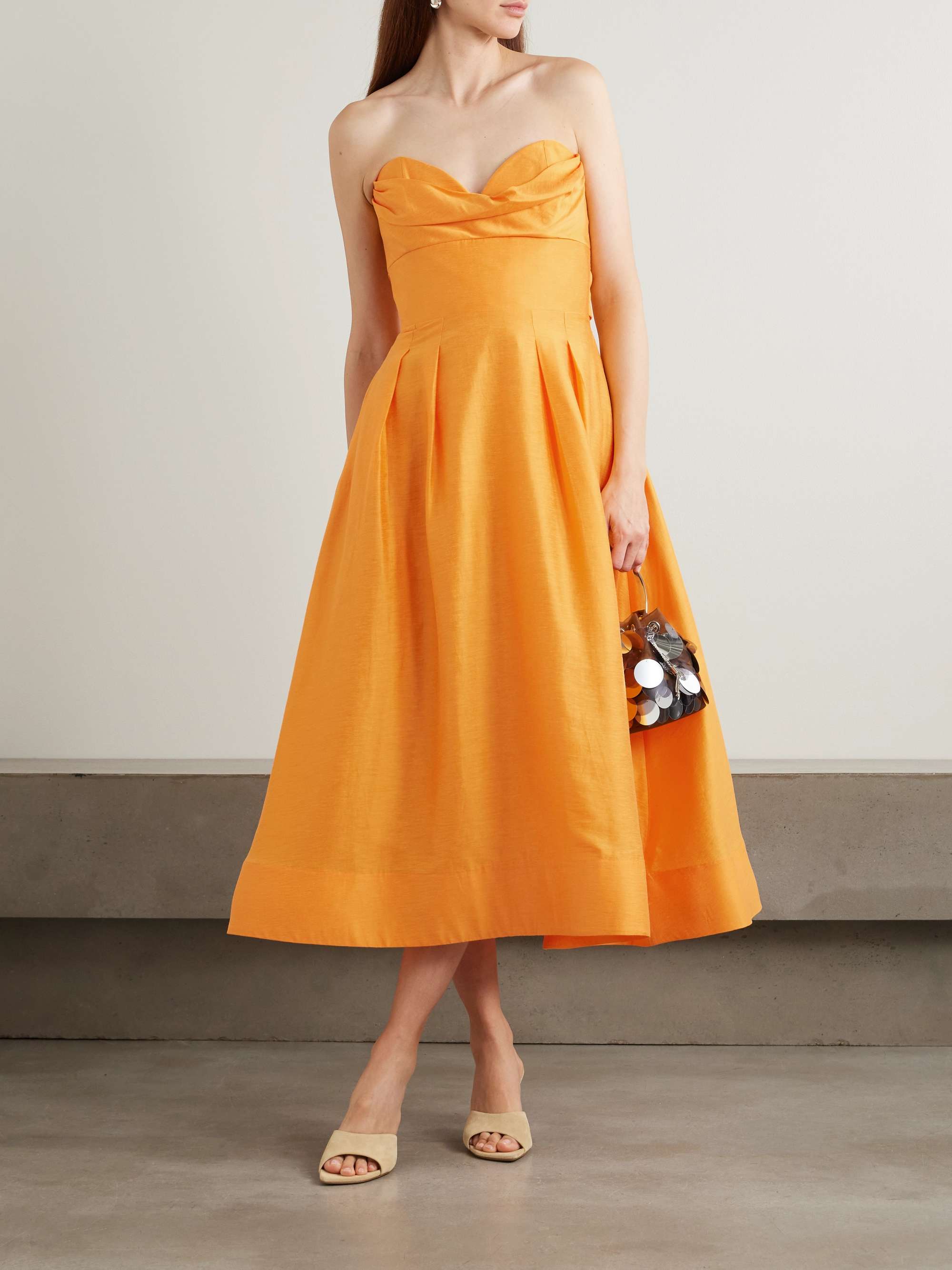 Cera strapless draped pleated Lyocell-blend midi dress view