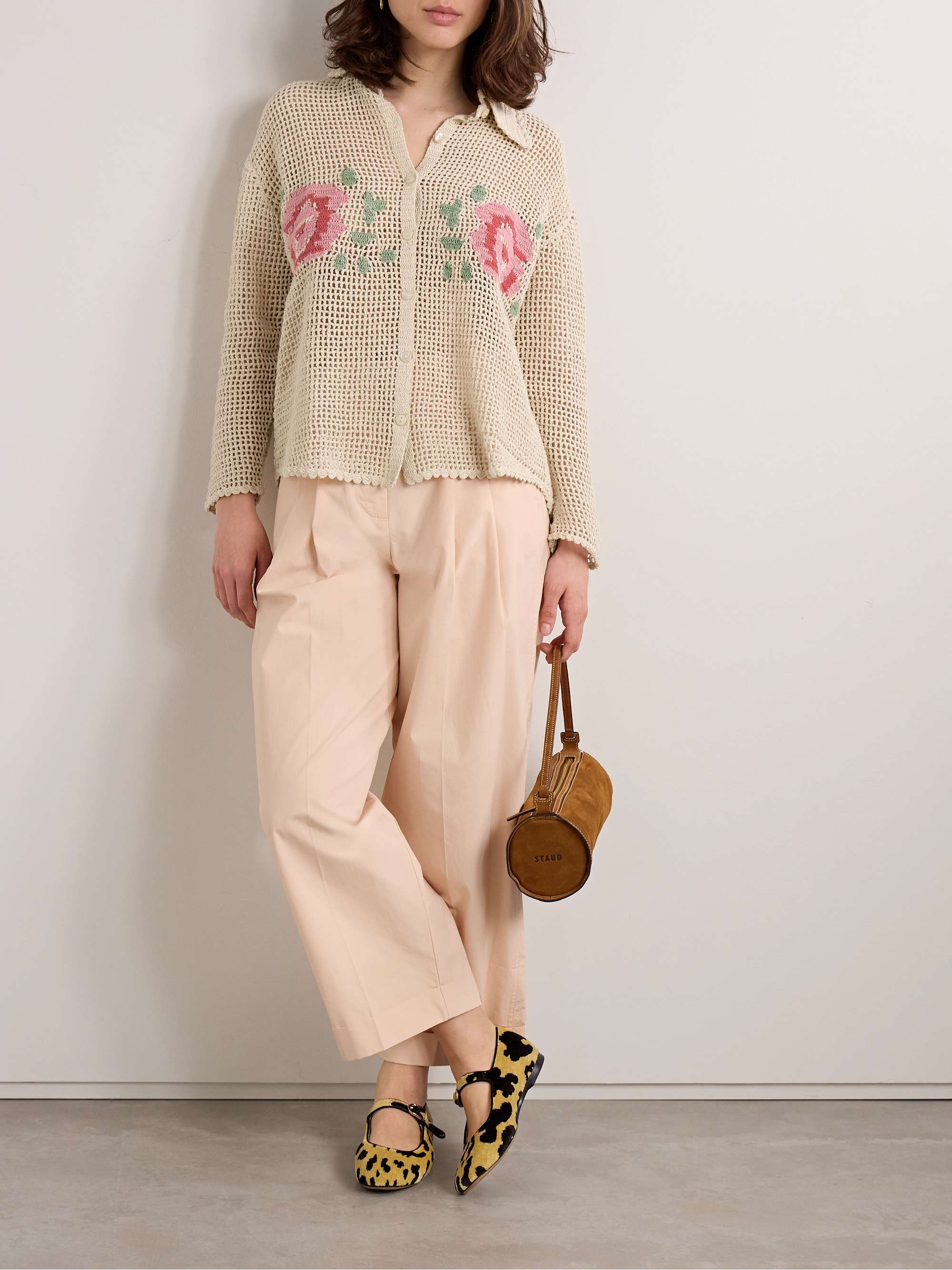 Emery embroidered crocheted cotton shirt view
