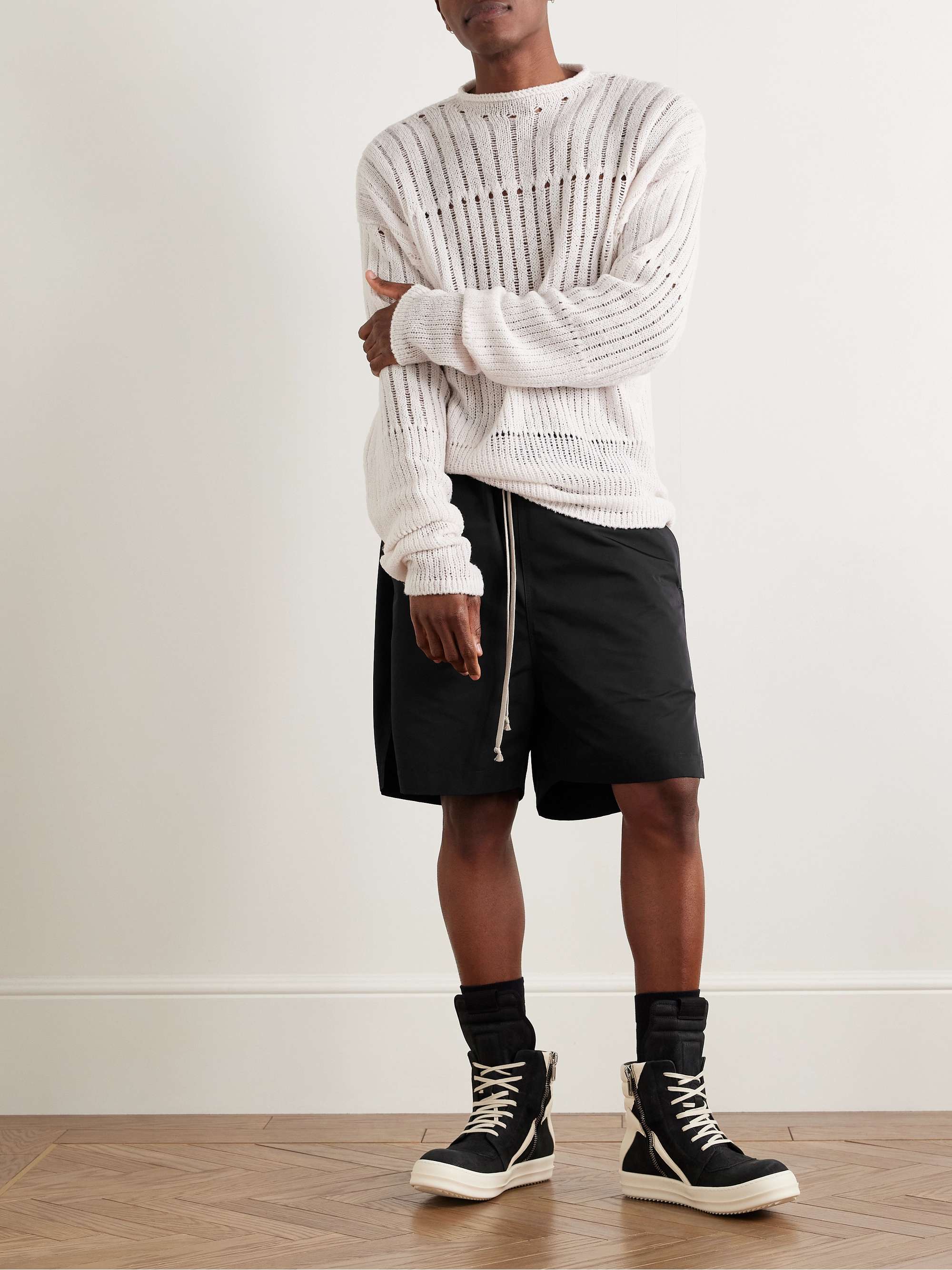 Wide-Leg Shell Drawstring Shorts view