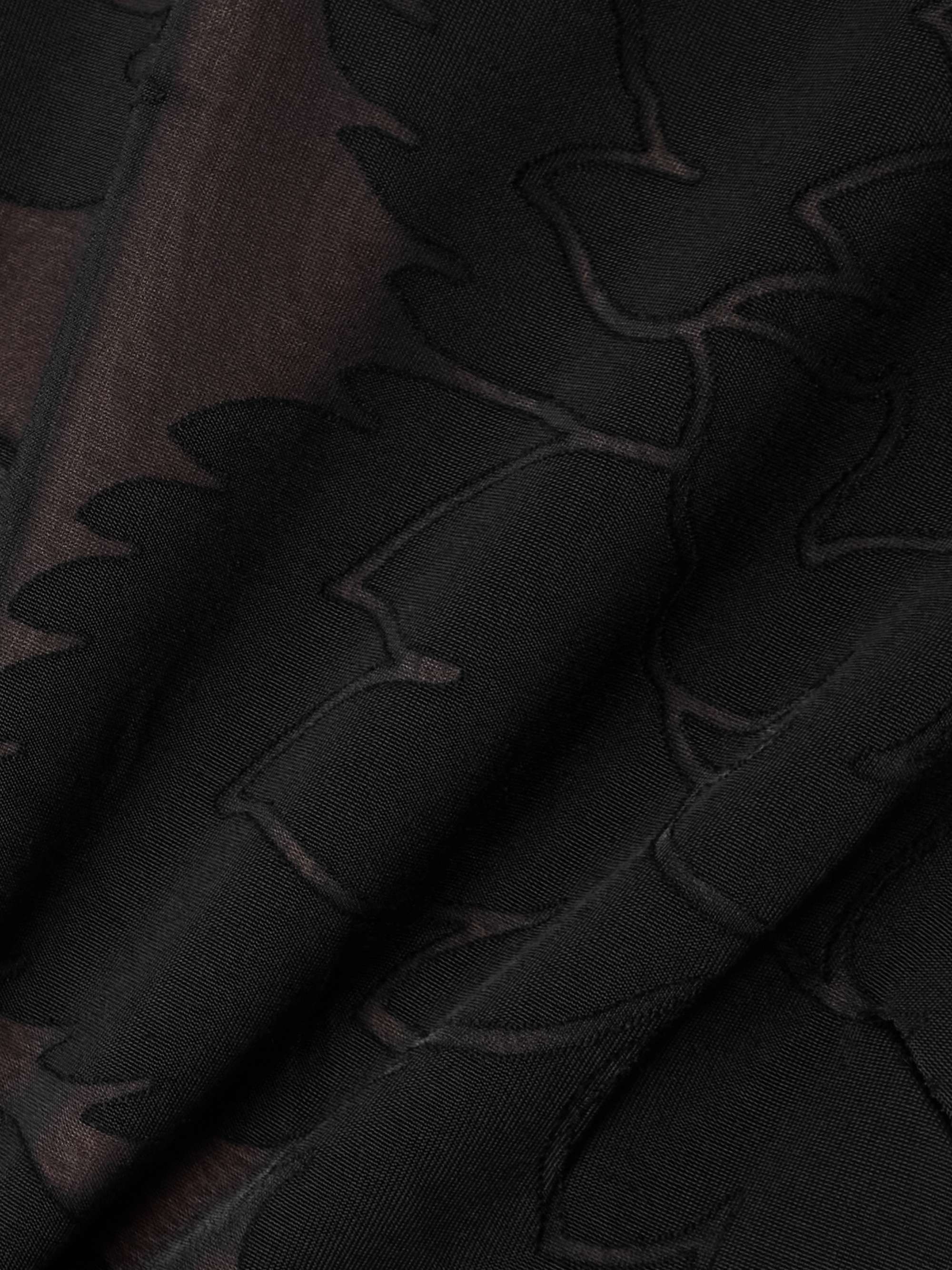 Asymmetric devoré-jersey gown view