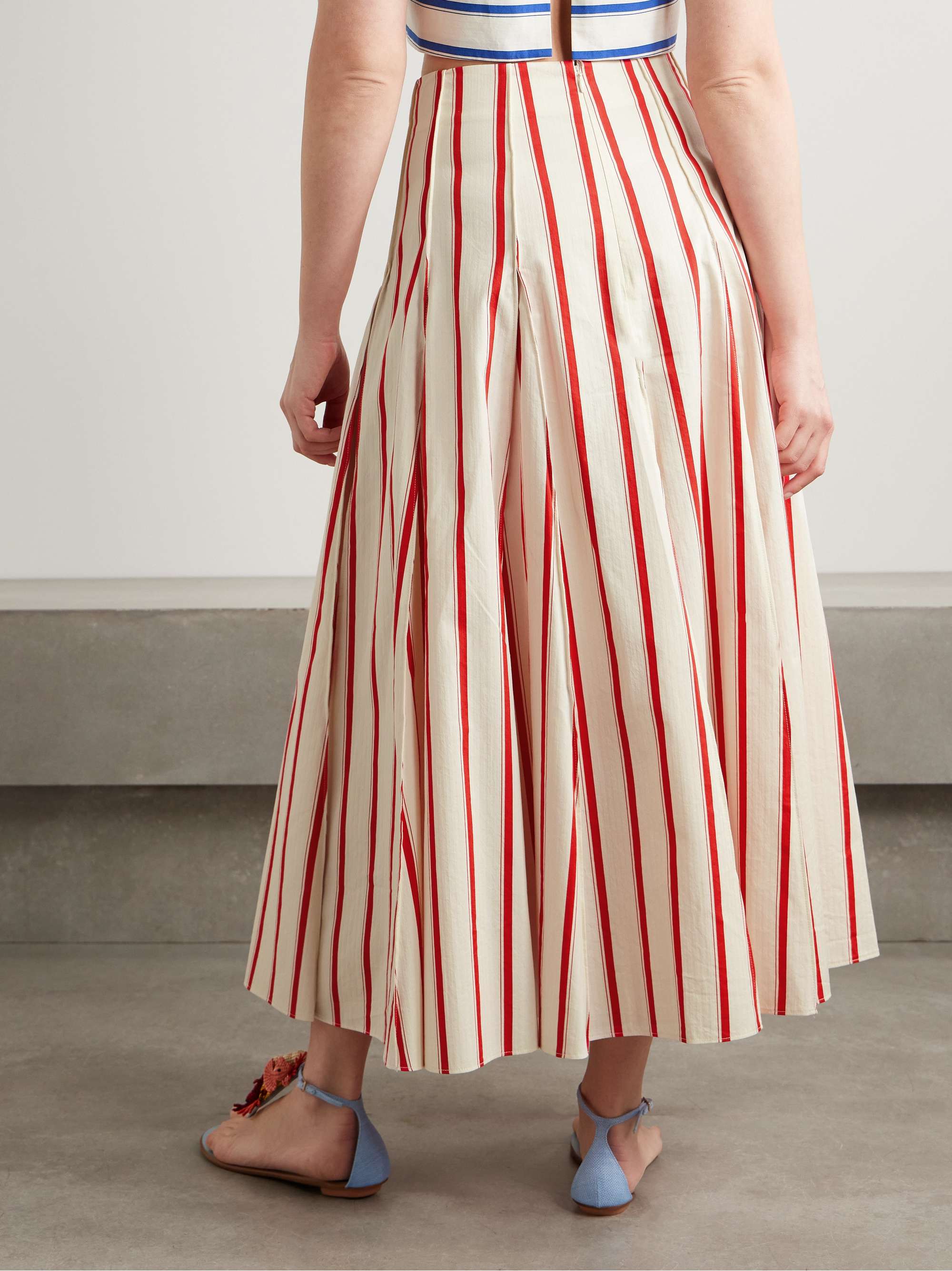 Million Pleats striped herringbone cotton-blend maxi skirt view