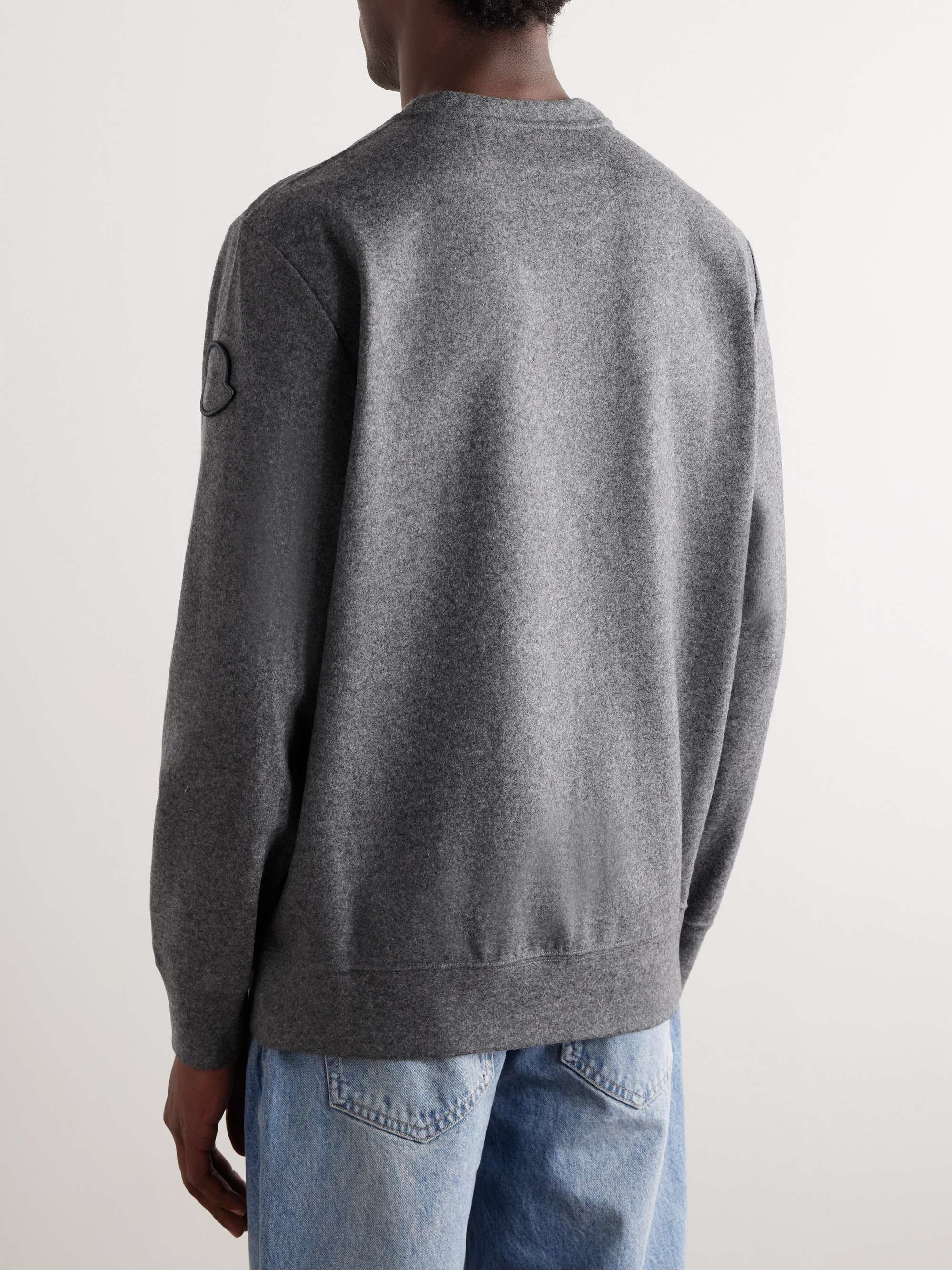 Logo-Embroidered Wool-Blend Felt Sweatshirt view