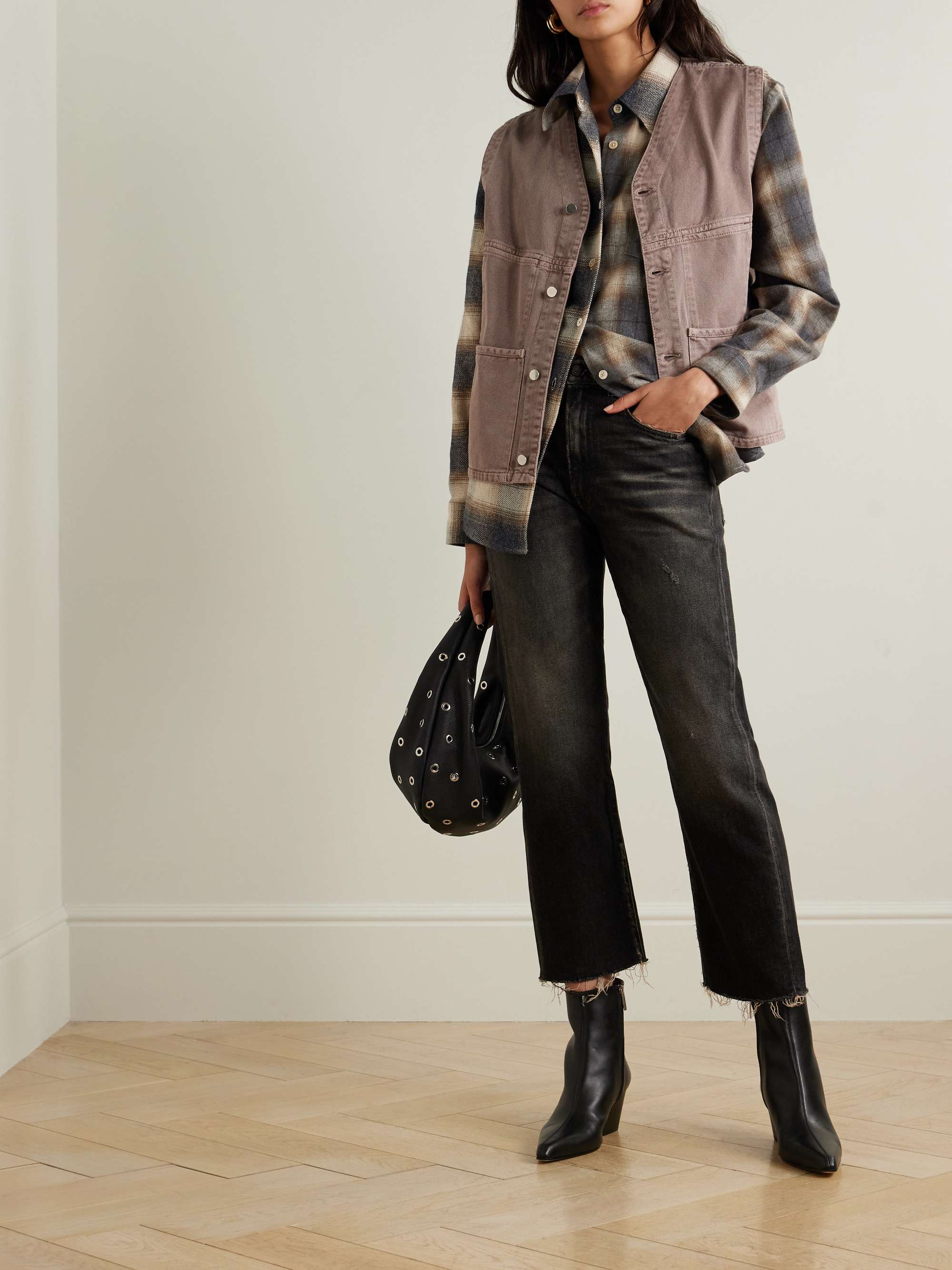 Boyfriend cropped distressed high-rise straight-leg jeans view