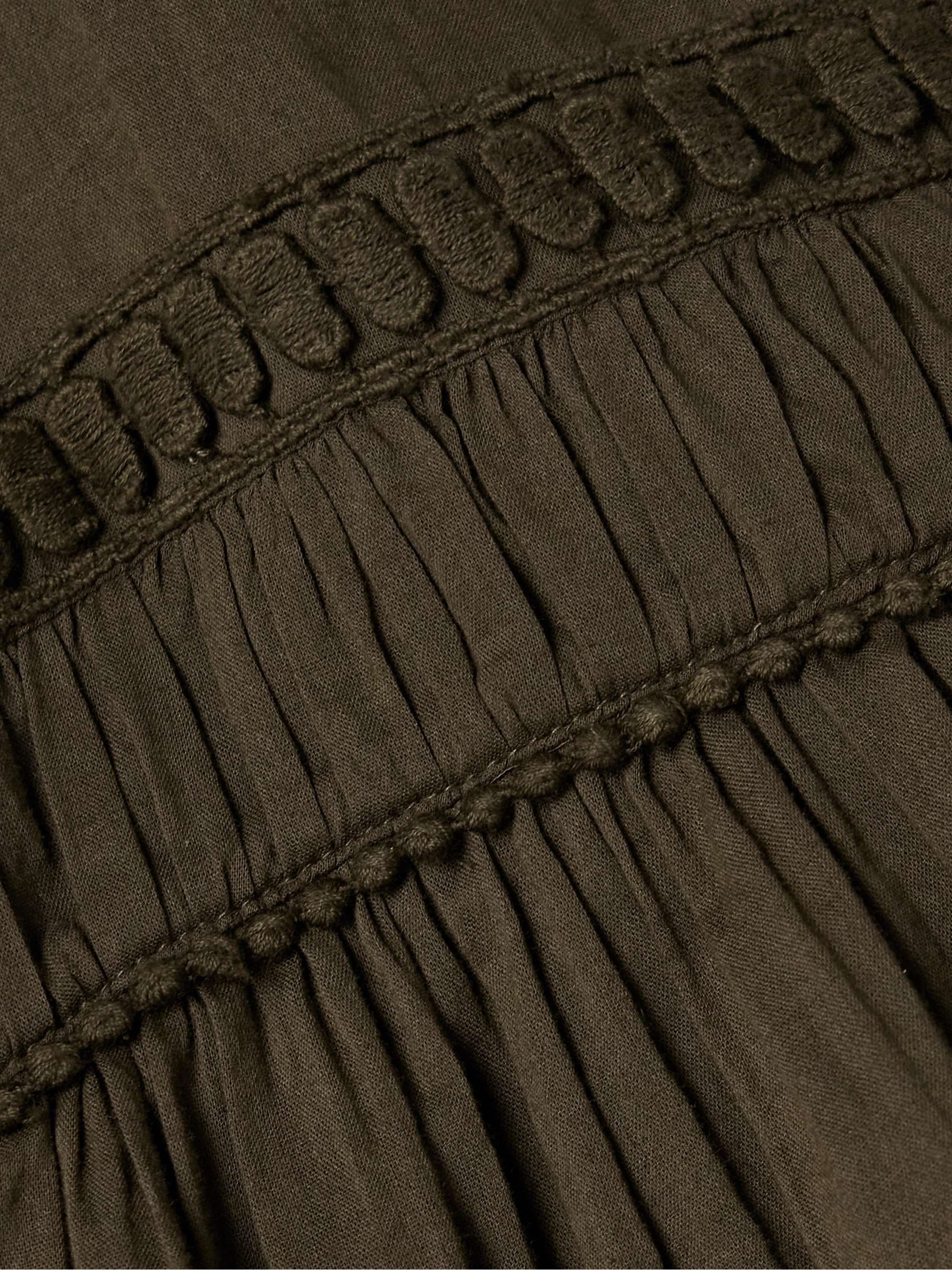 Clarys embroidered gathered cotton-voile top view