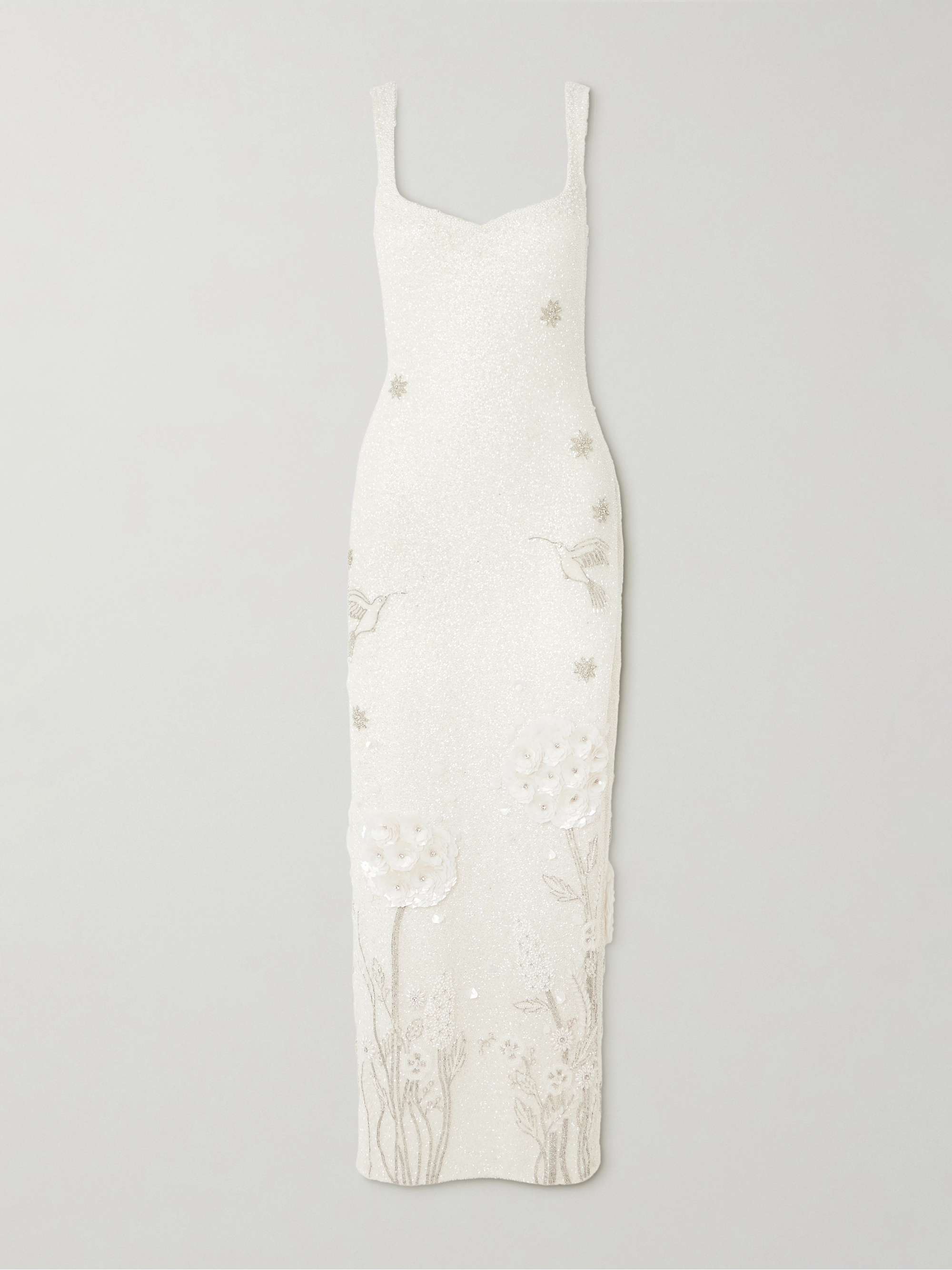 Hummingbird embellished beaded stretch-tulle gown view