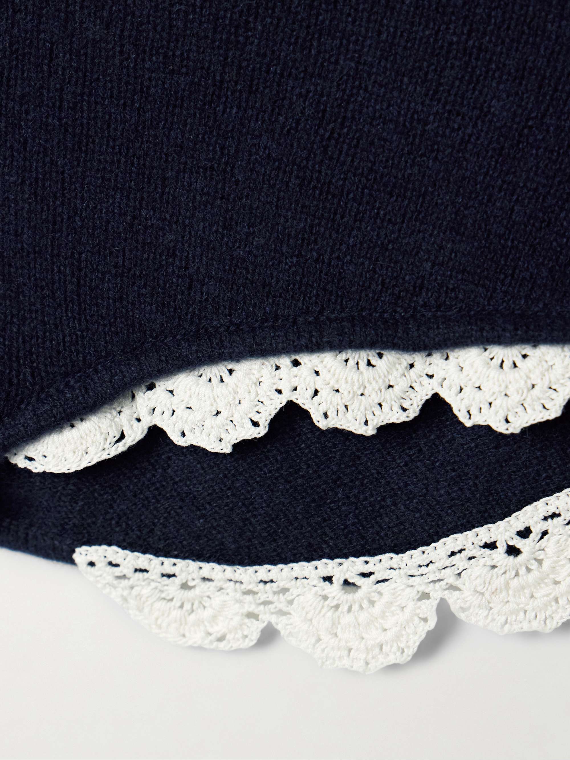 Crochet-trimmed cashmere shorts view