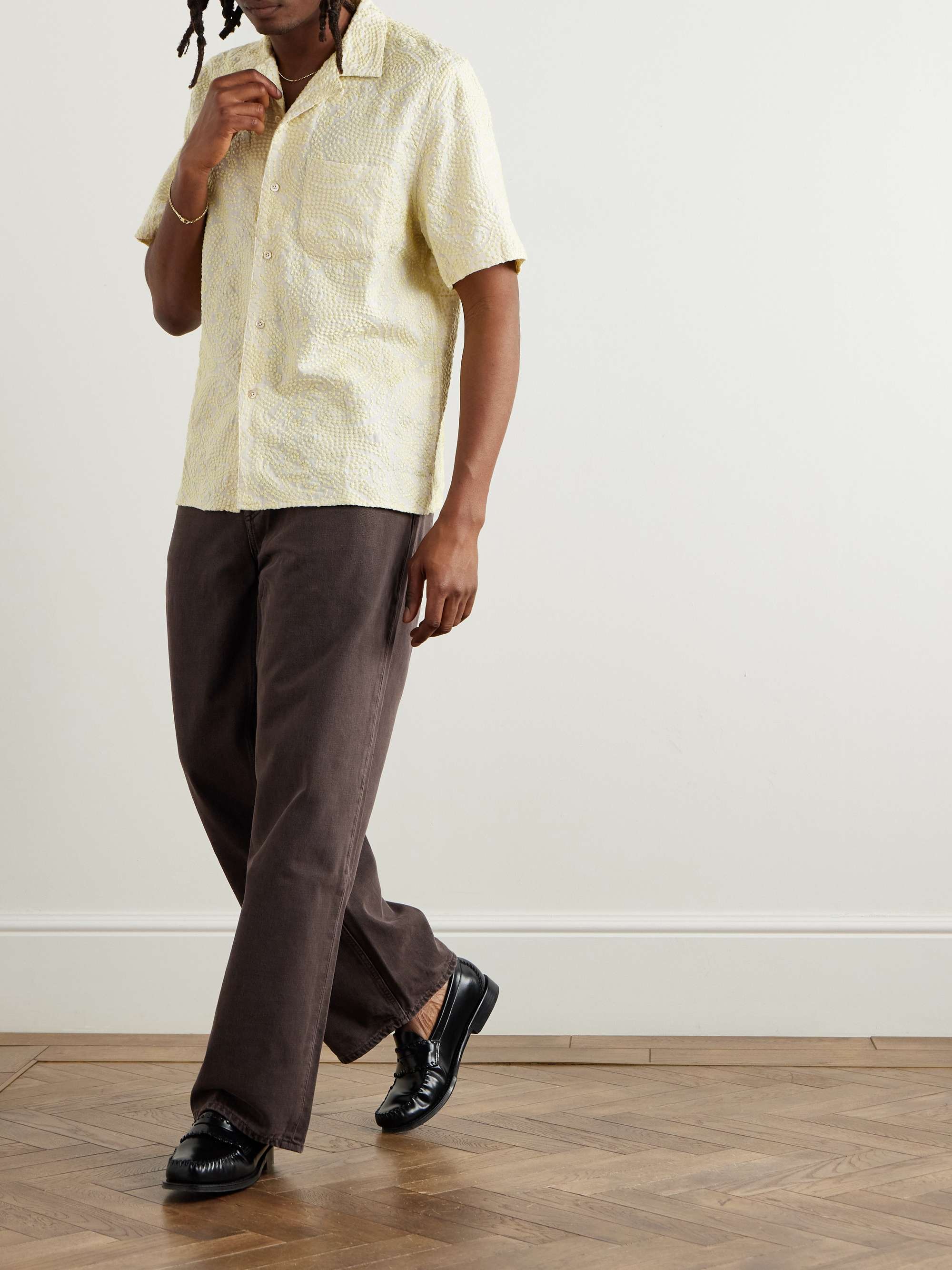 Gioia Convertible-Collar Embroidered Linen-Blend Shirt view
