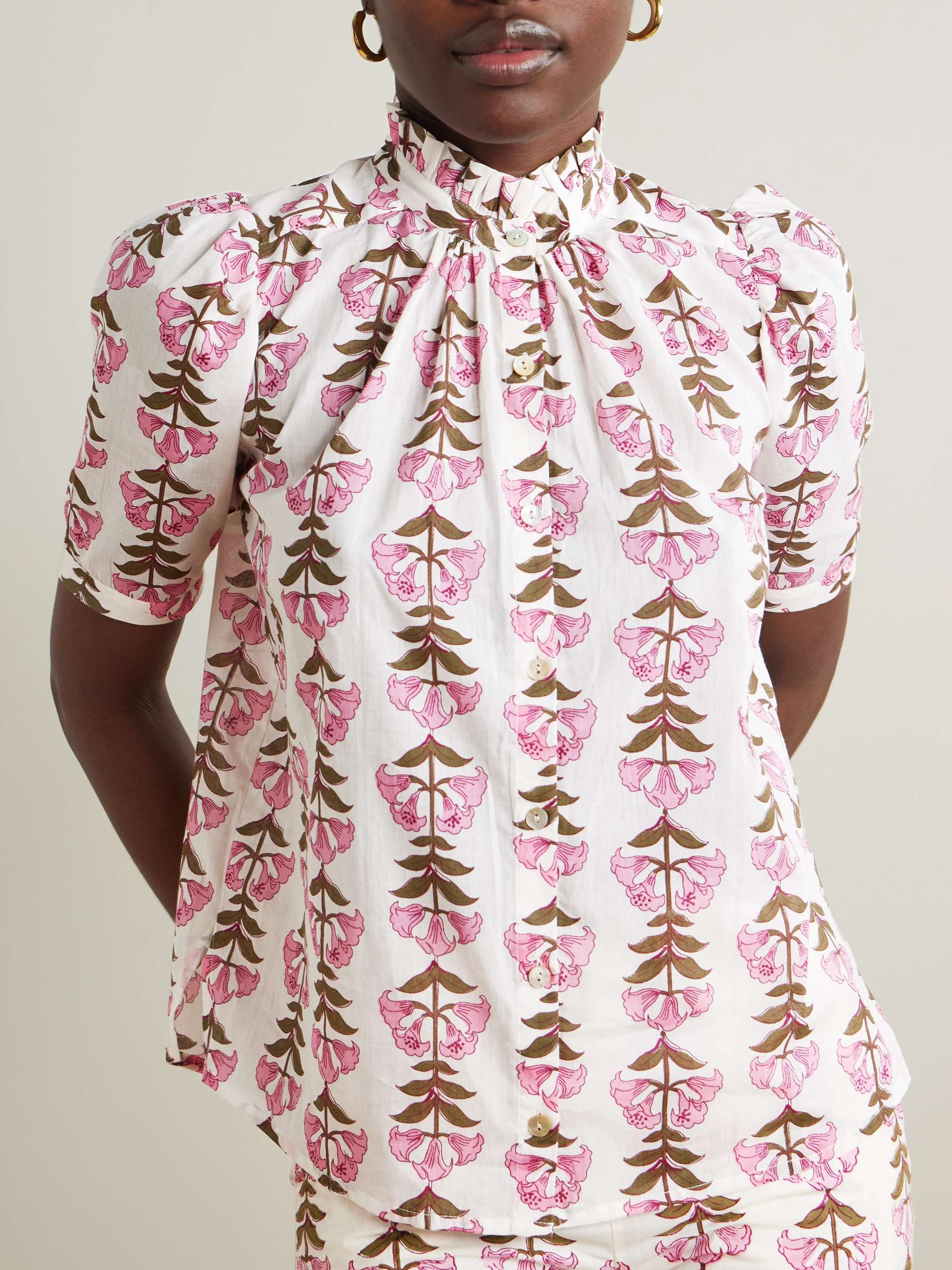 Winnie Trumpet Lily printed cotton-voile shirt view