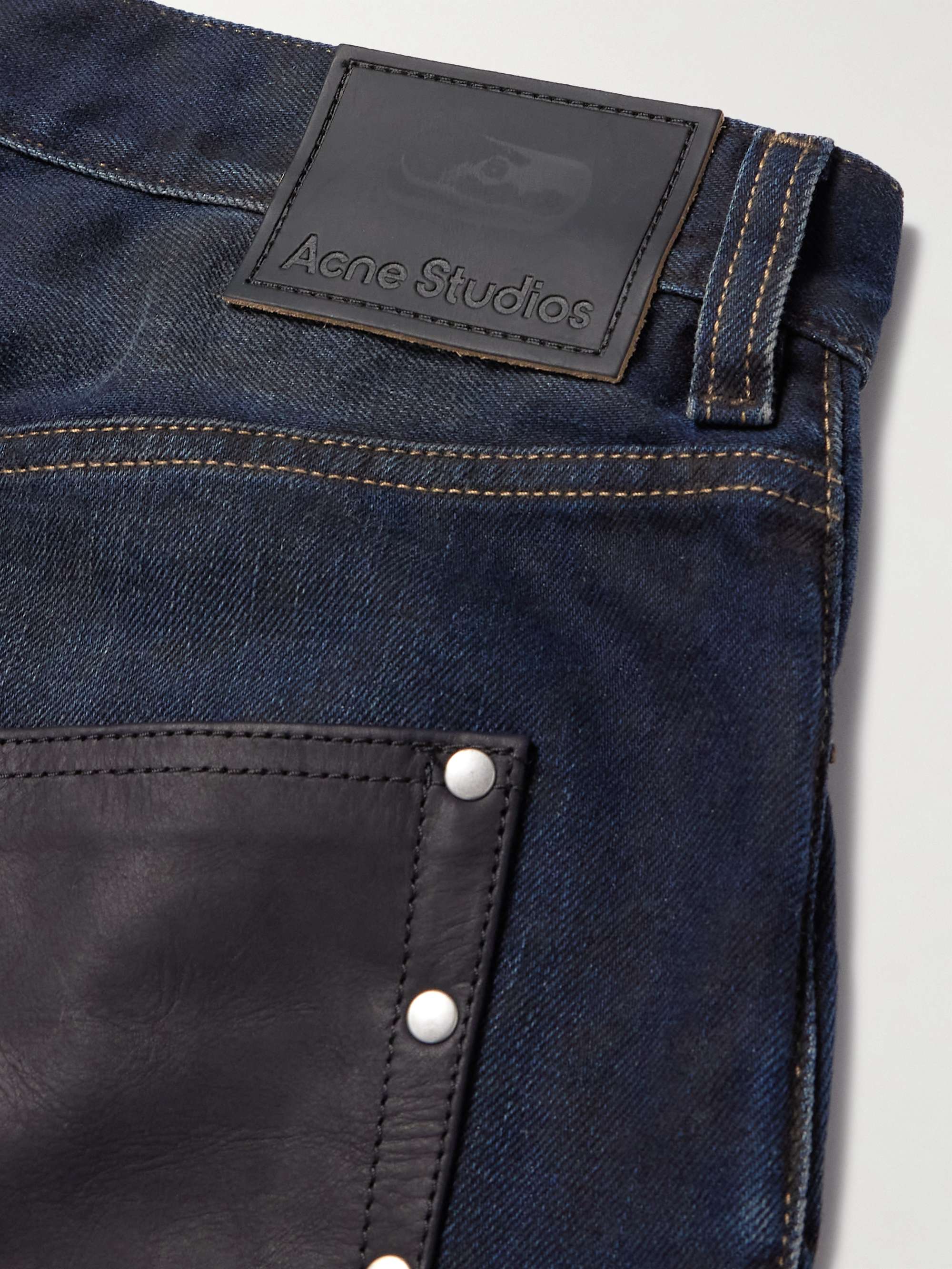 2023M Wide-Leg Leather-Trimmed Jeans view