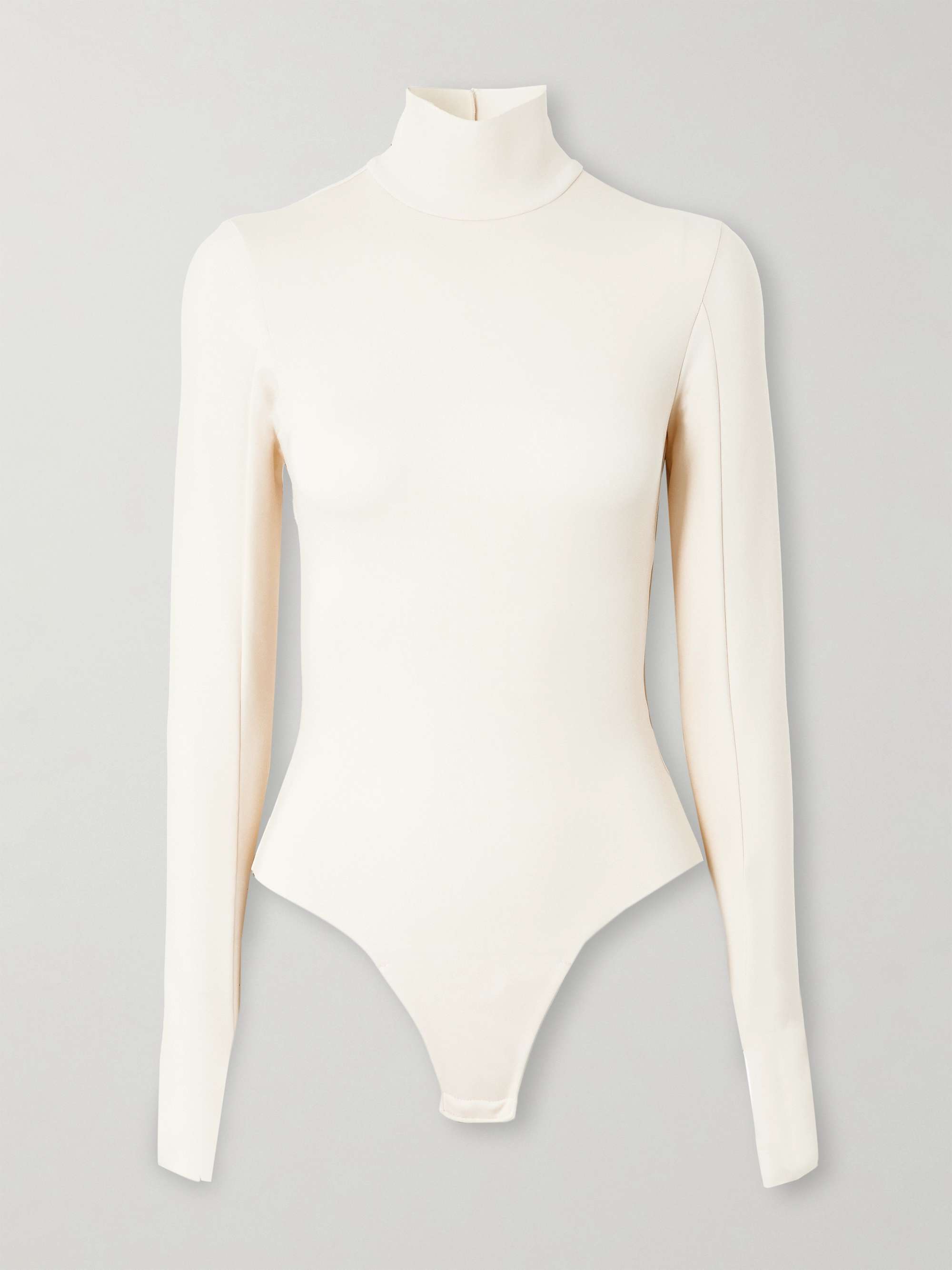Stretch-jersey turtleneck thong bodysuit view