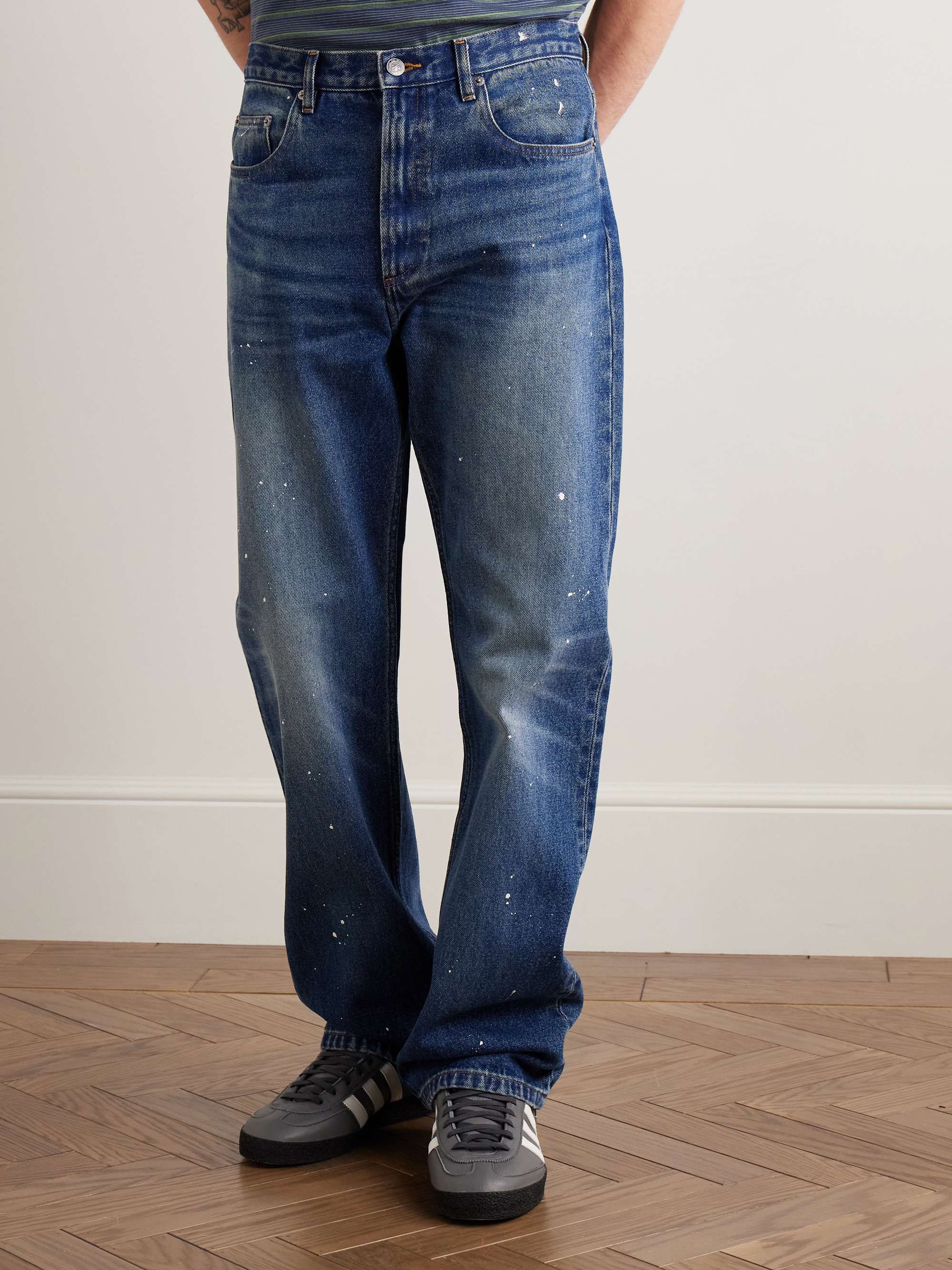 Straight-Leg Paint-Splattered Jeans view