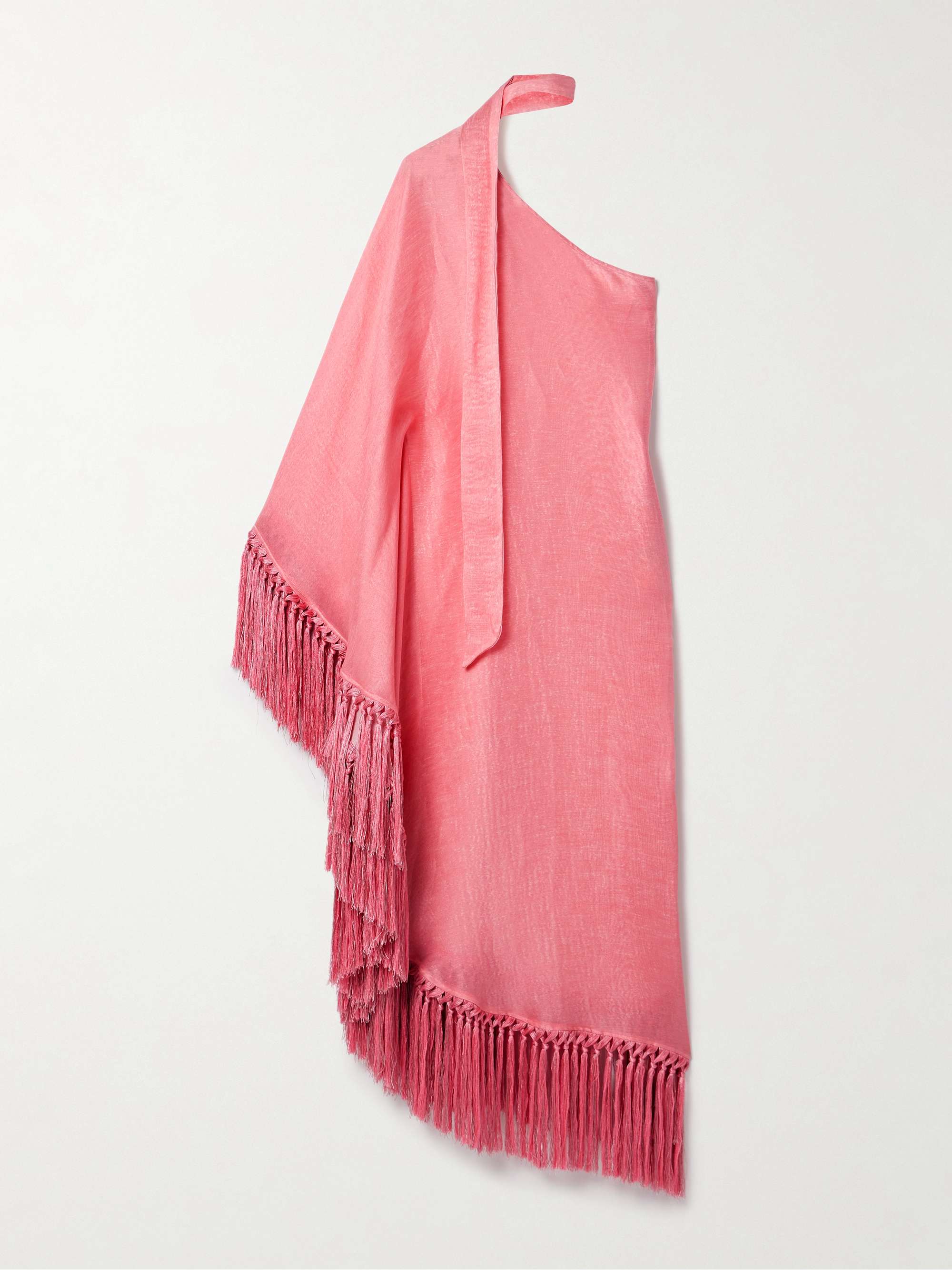 Arno one-sleeve fringed linen-blend gown view