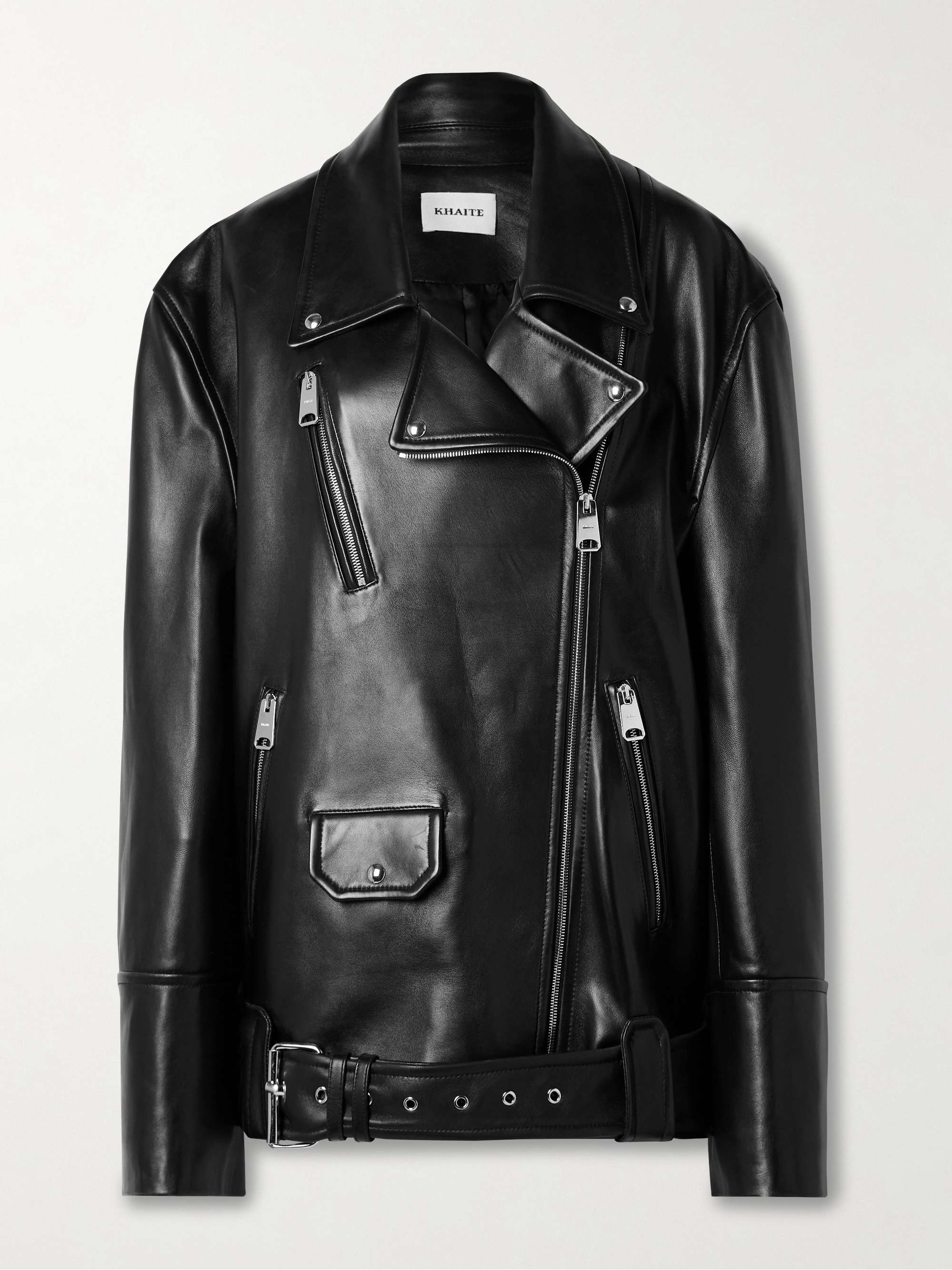 Hansel oversized belted leather biker jacket view