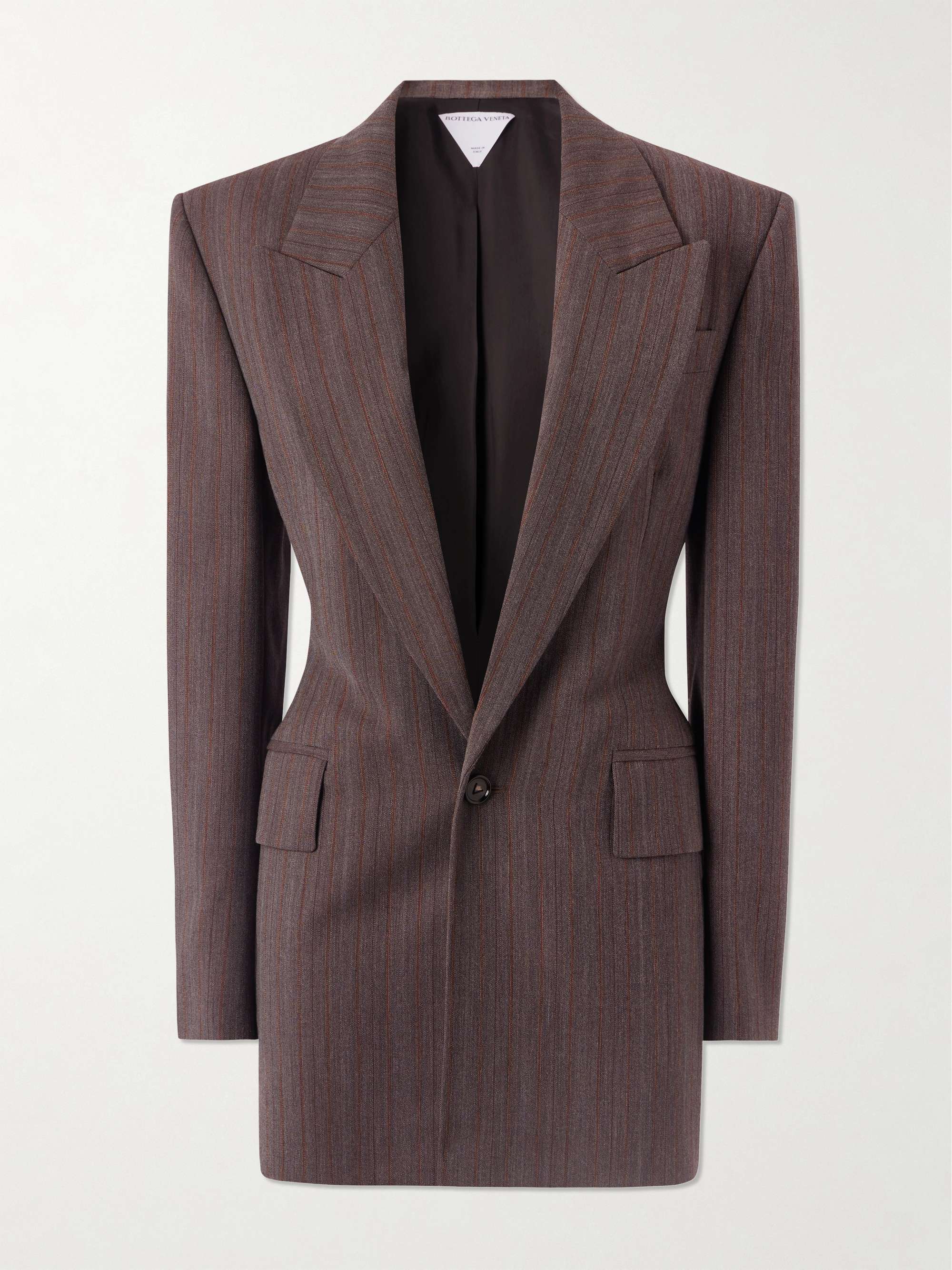Striped wool-blend twill blazer view