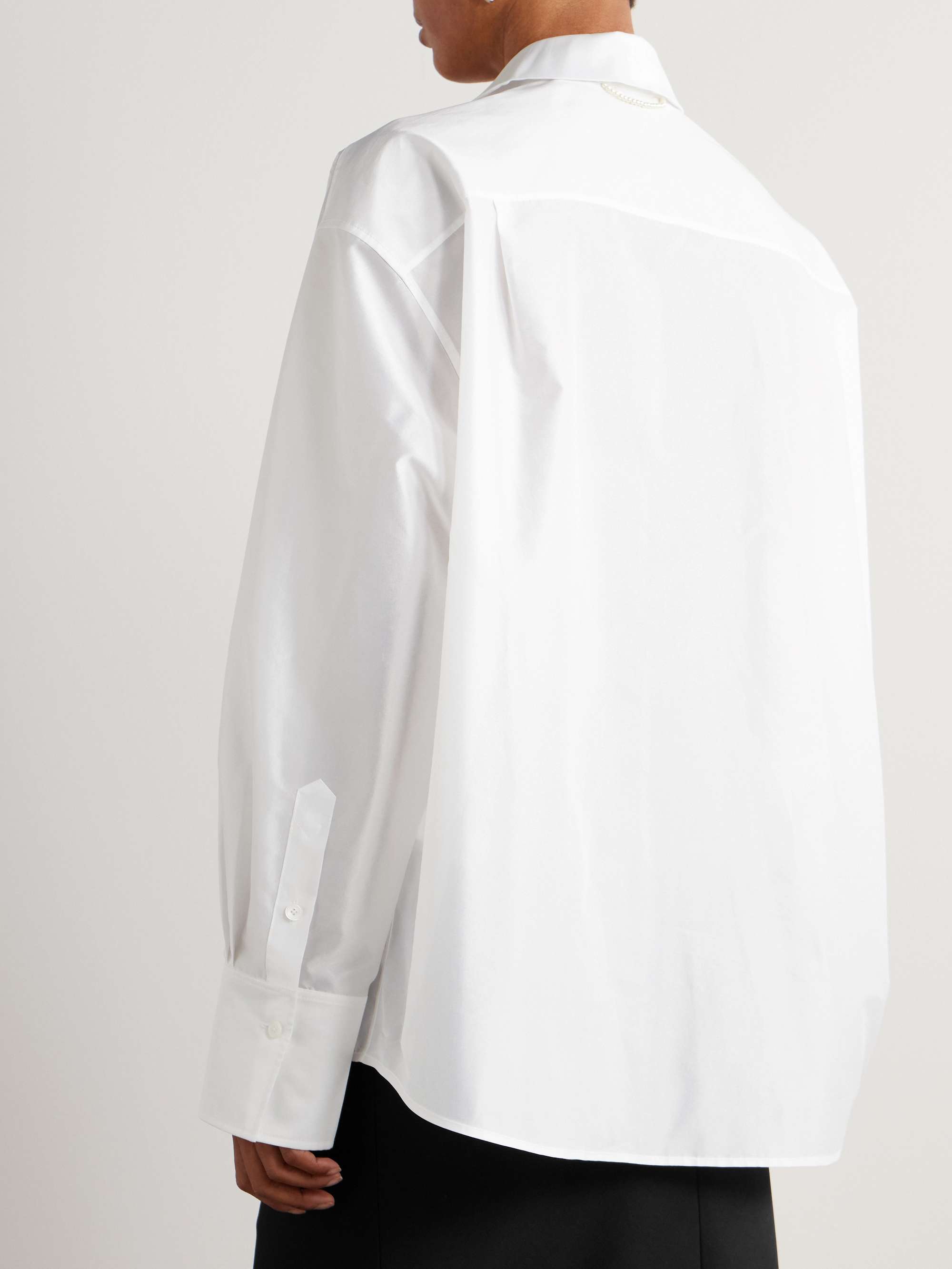 Pearl-embellished taffeta shirt view