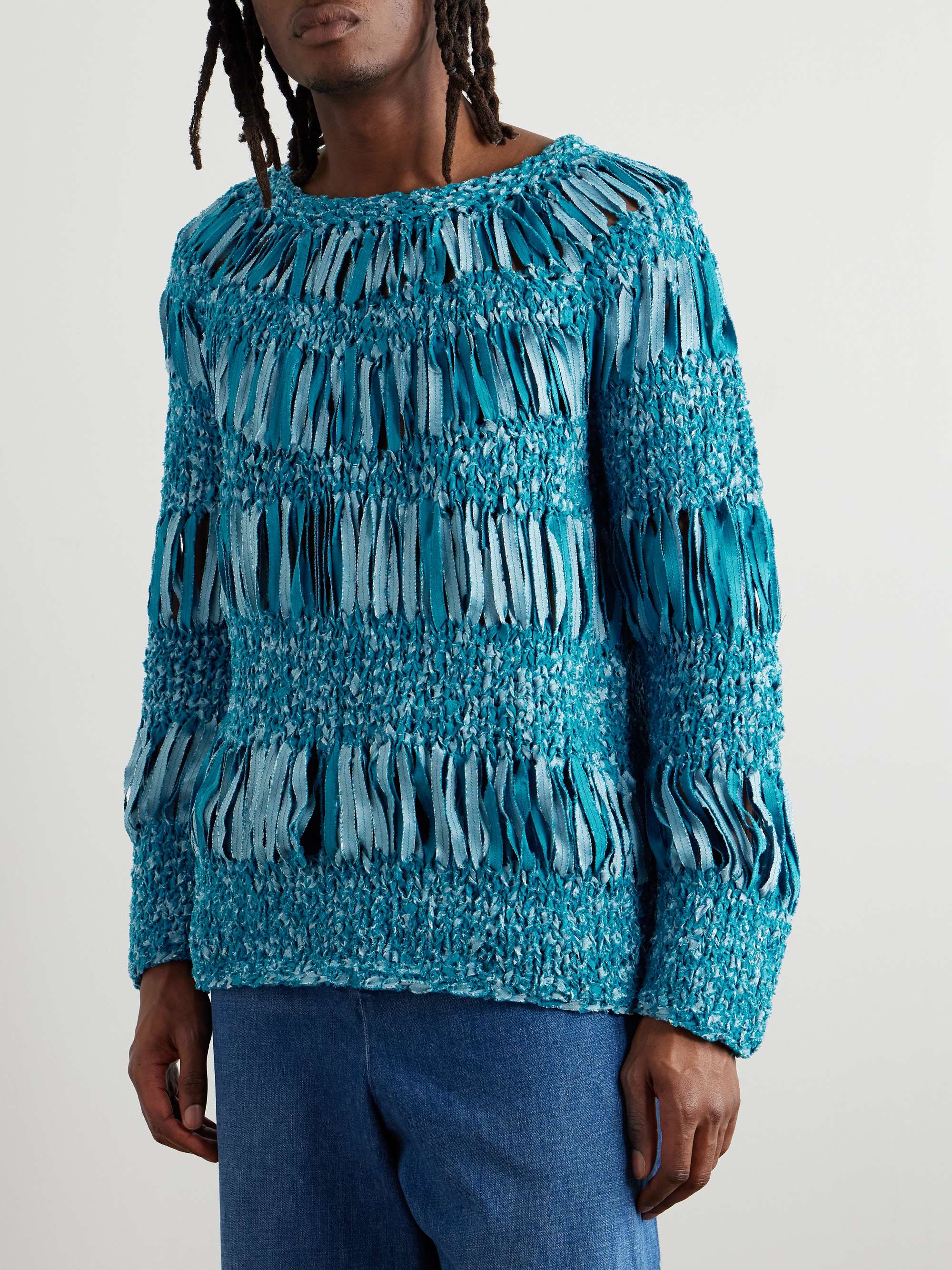 + Paula's Ibiza Open-Knit Textured Cotton-Blend Sweater view