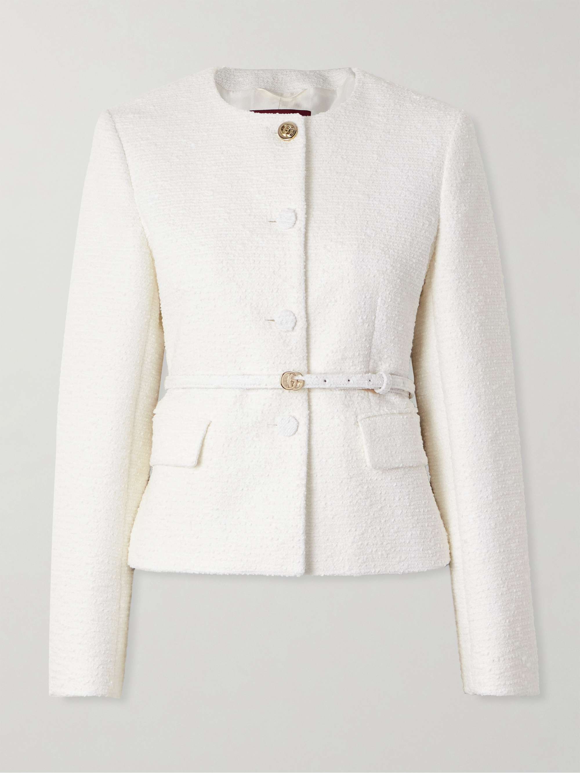 Belted cotton-blend bouclé jacket view