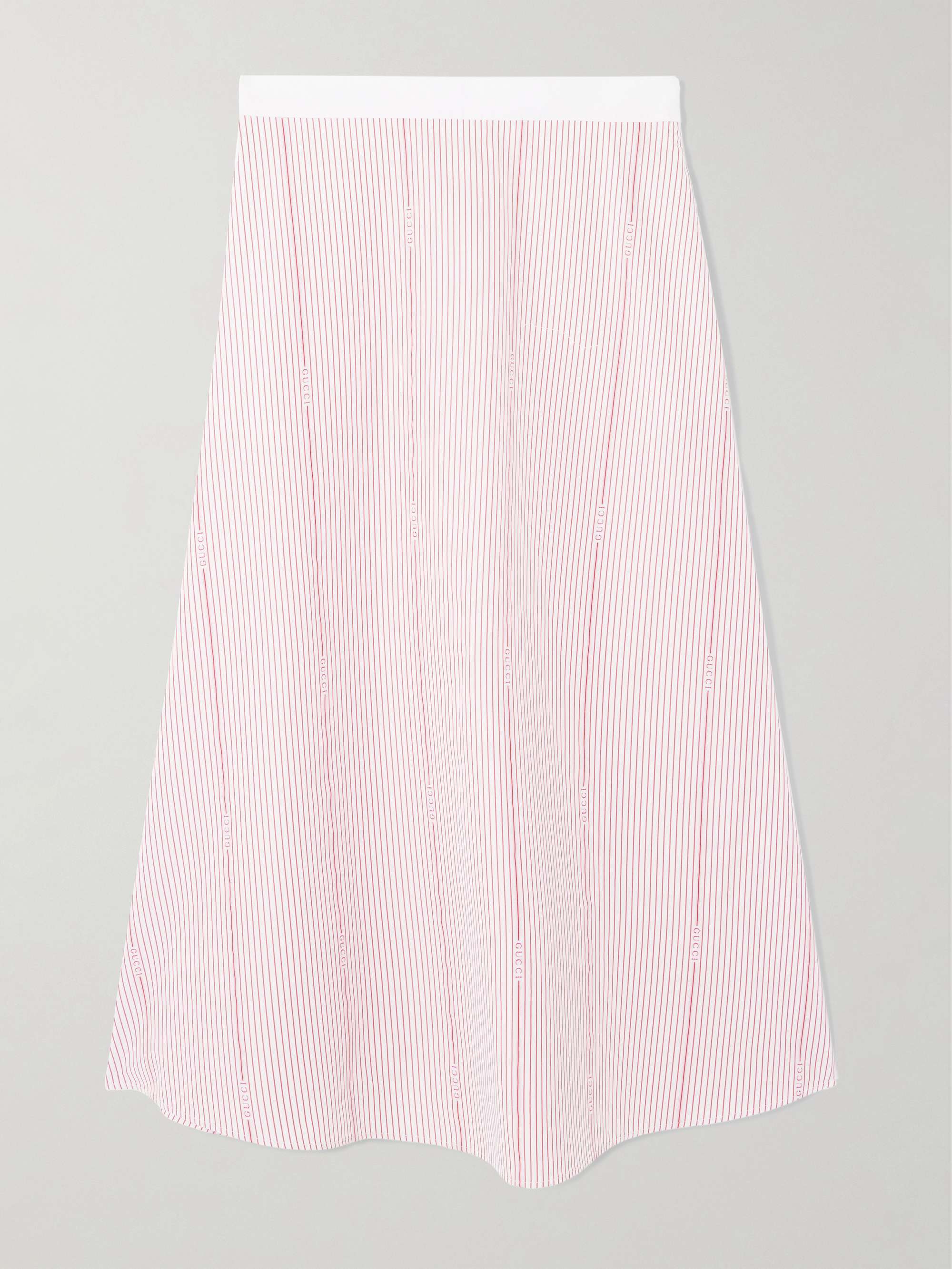 Striped cotton-poplin midi skirt view