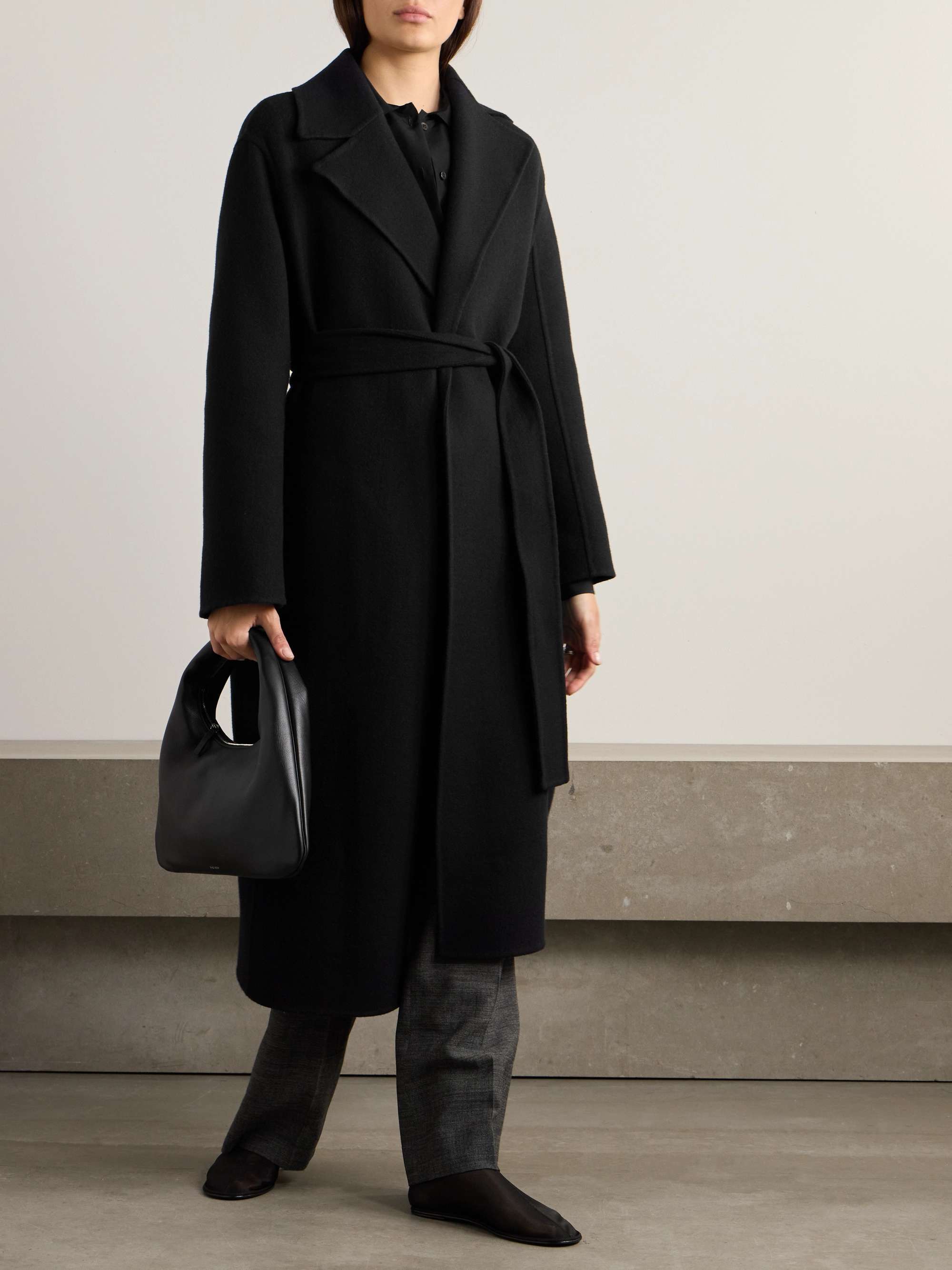 Essentials Malika belted wool-blend felt coat view