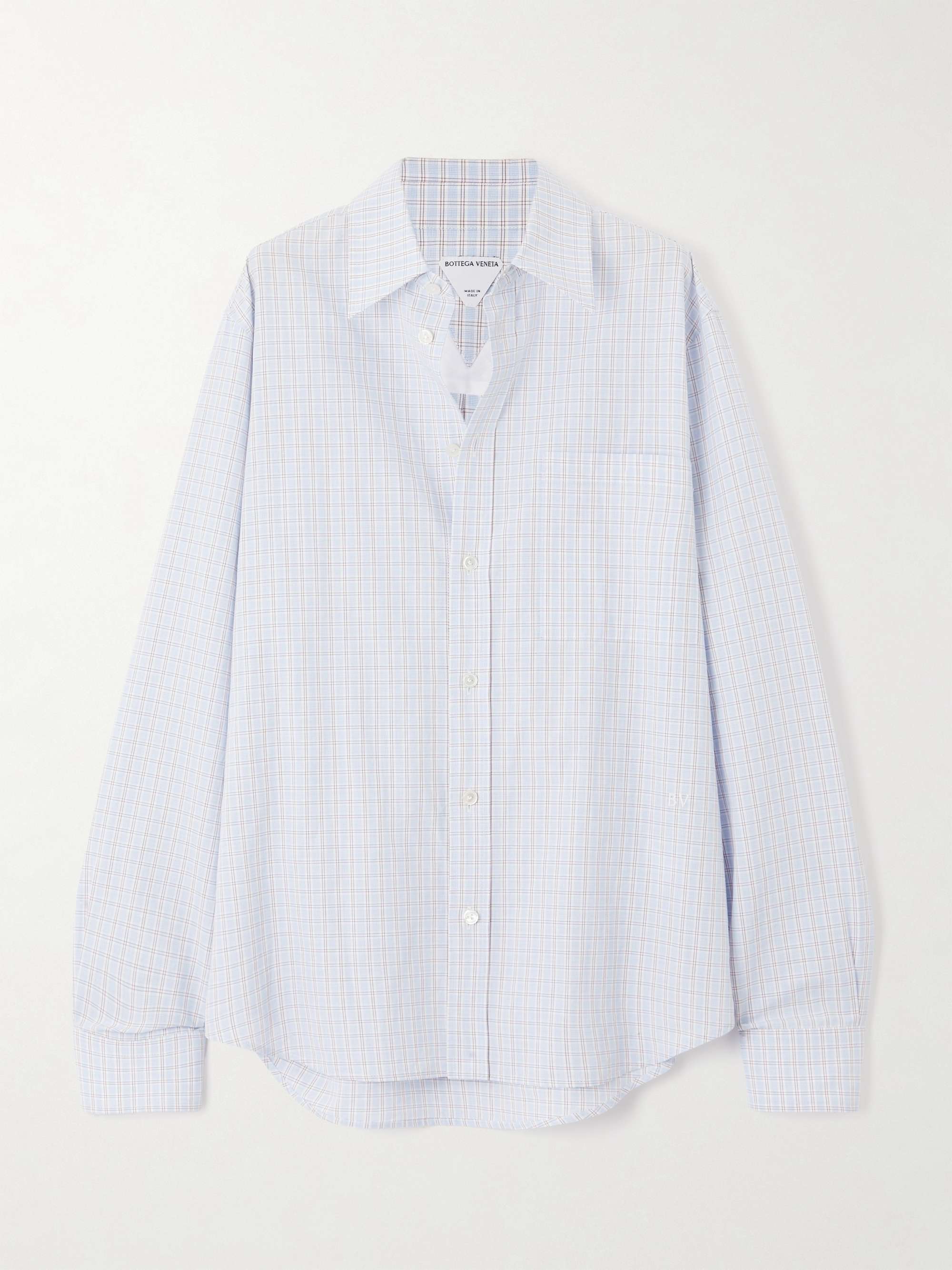 Checked cotton and linen-blend shirt view