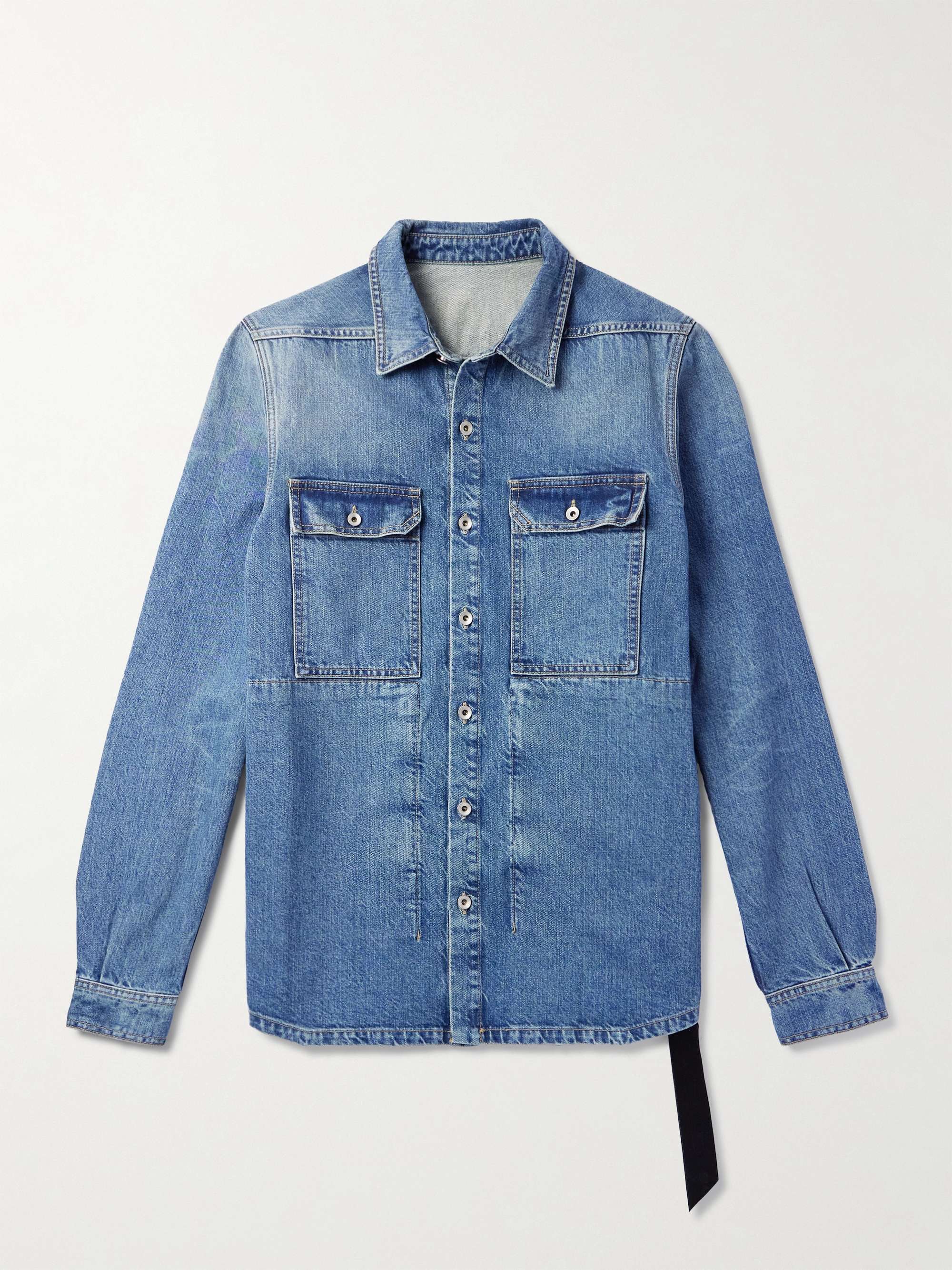 Webbing-Trimmed Denim Overshirt view