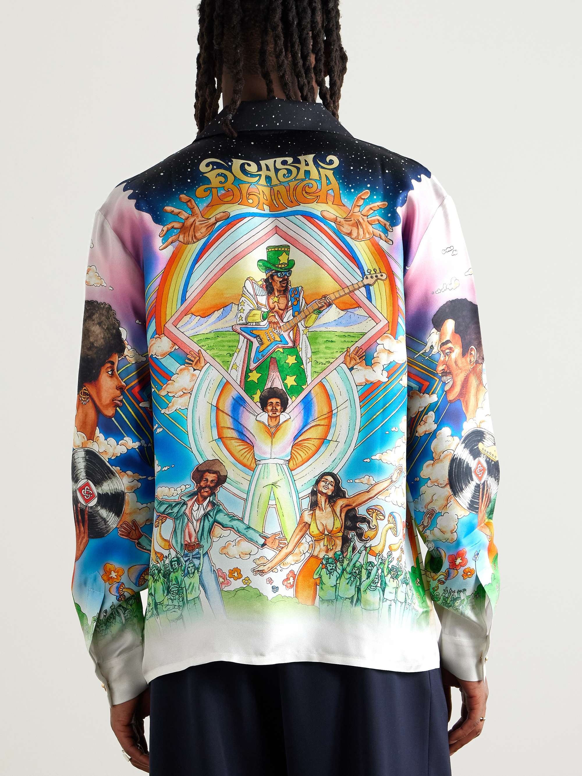 La Musique Convertible-Collar Printed Silk-Twill Shirt view