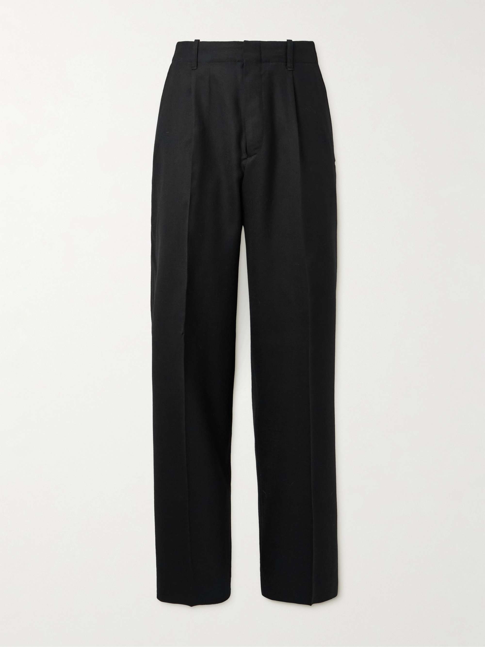 Borrowed Straight-Leg Pleated Wool Trousers view
