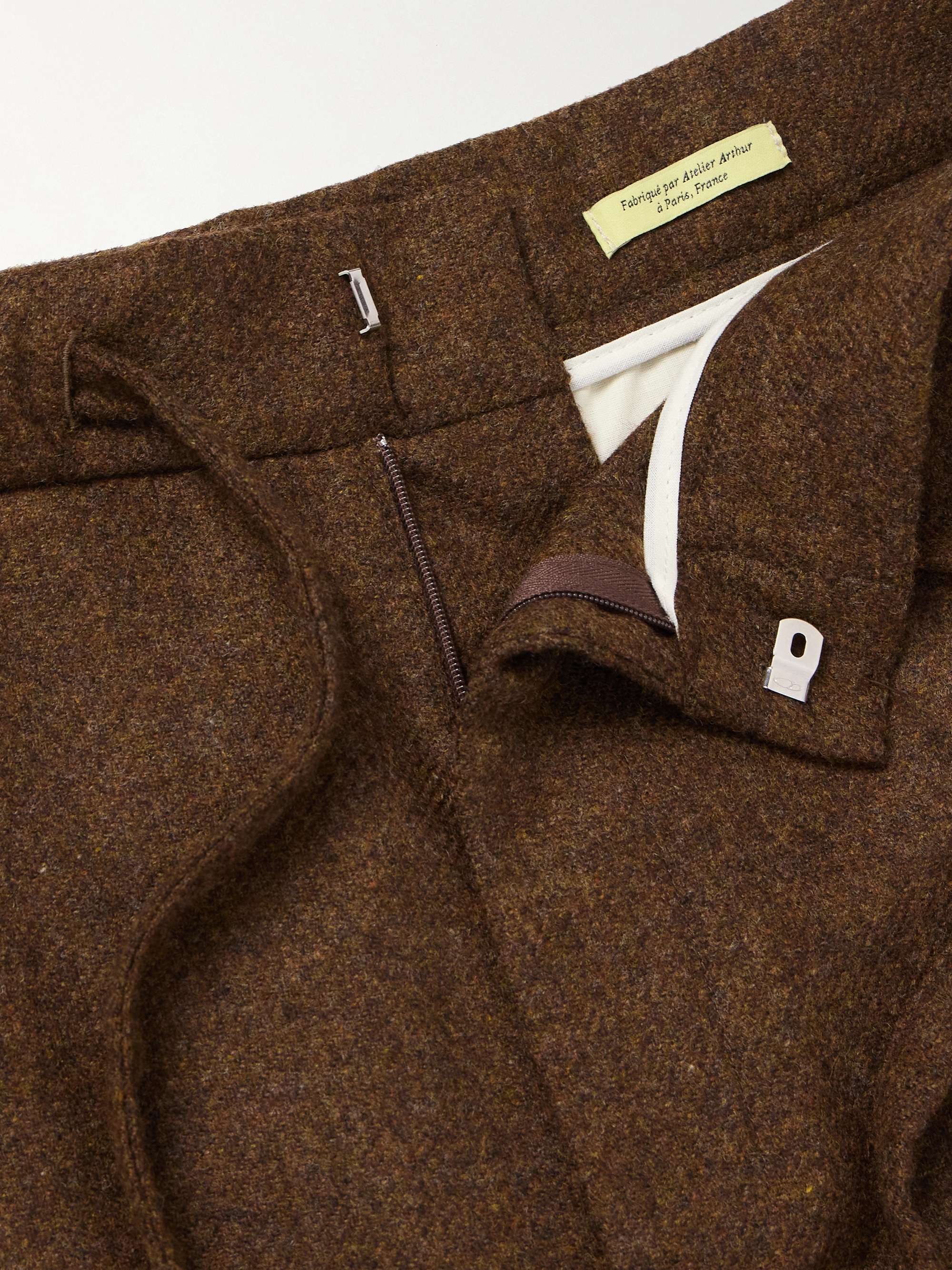 Straight-Leg Wool-Twill Drawstring Trousers view