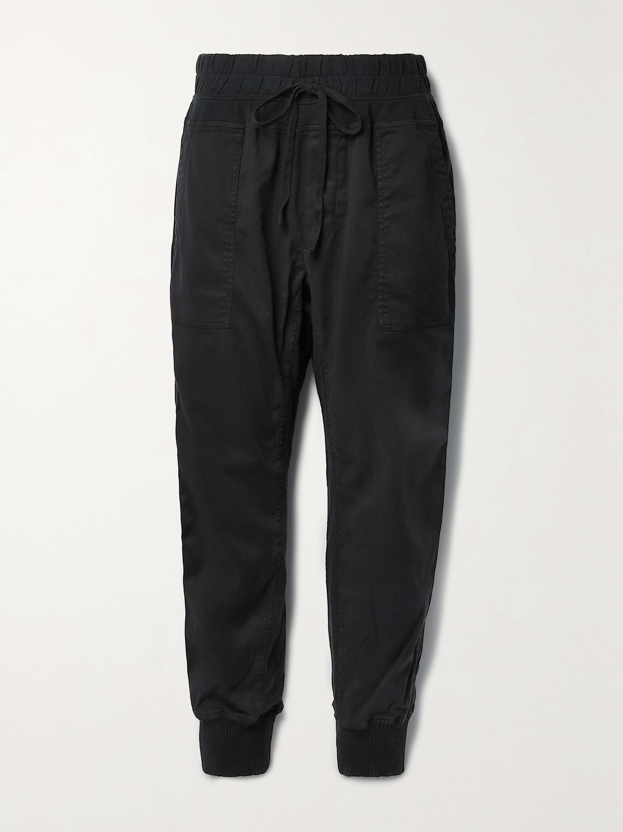 Jersey-trimmed cotton-gabardine track pants view