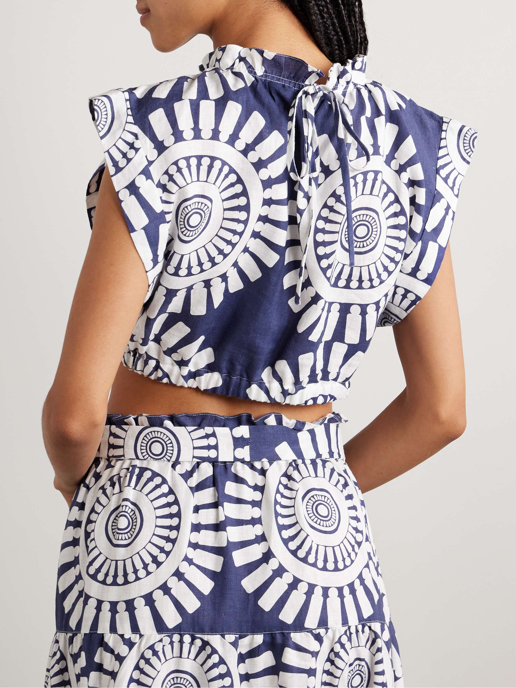 Muna cropped printed linen top view