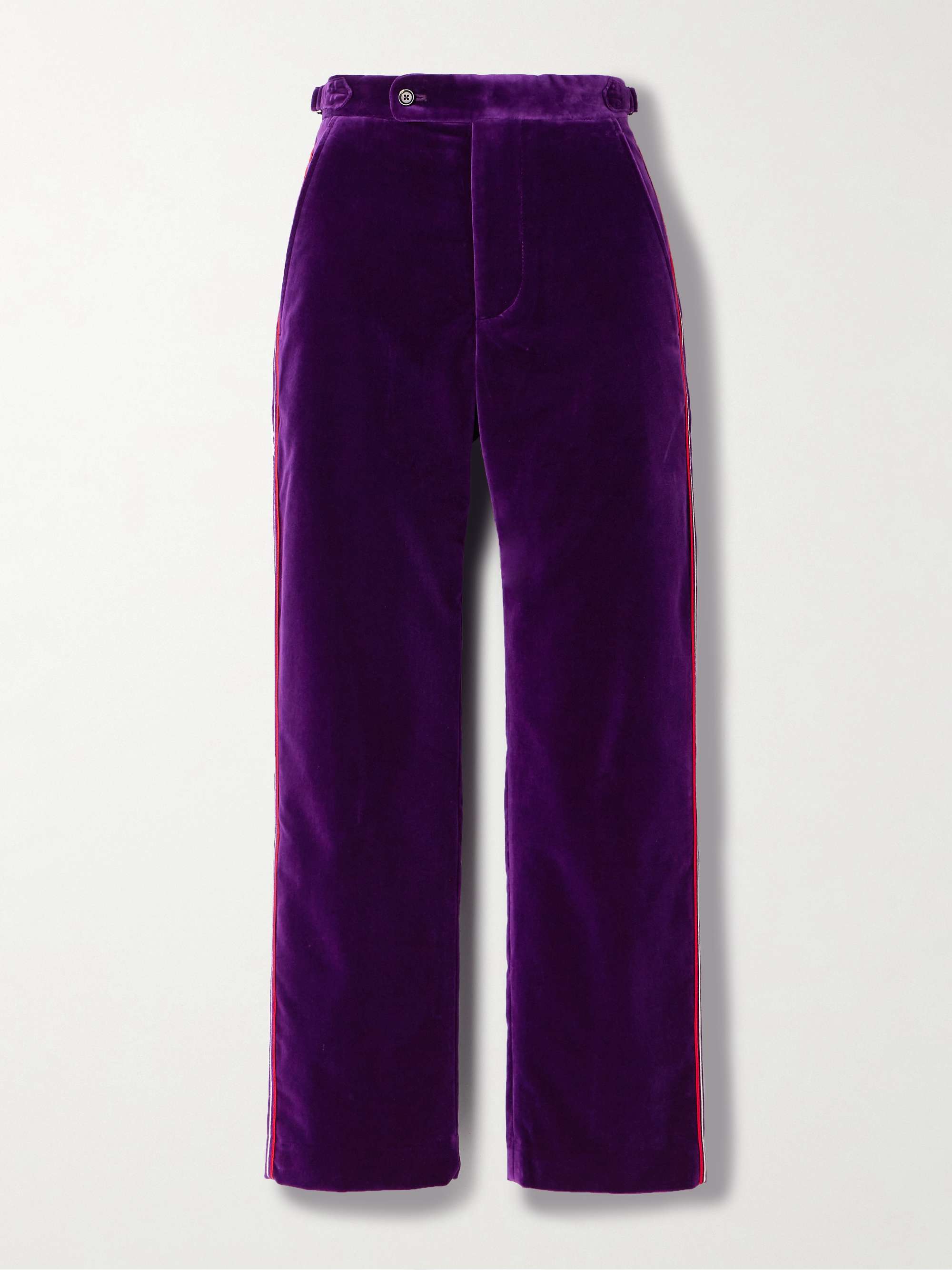 Showcase striped cotton-velvet straight-leg pants view