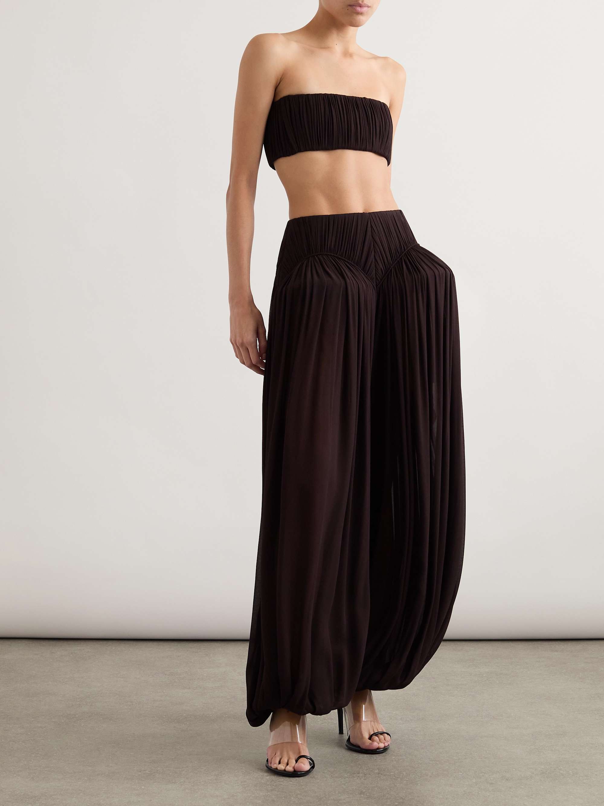 Pleated crepe bandeau bra view