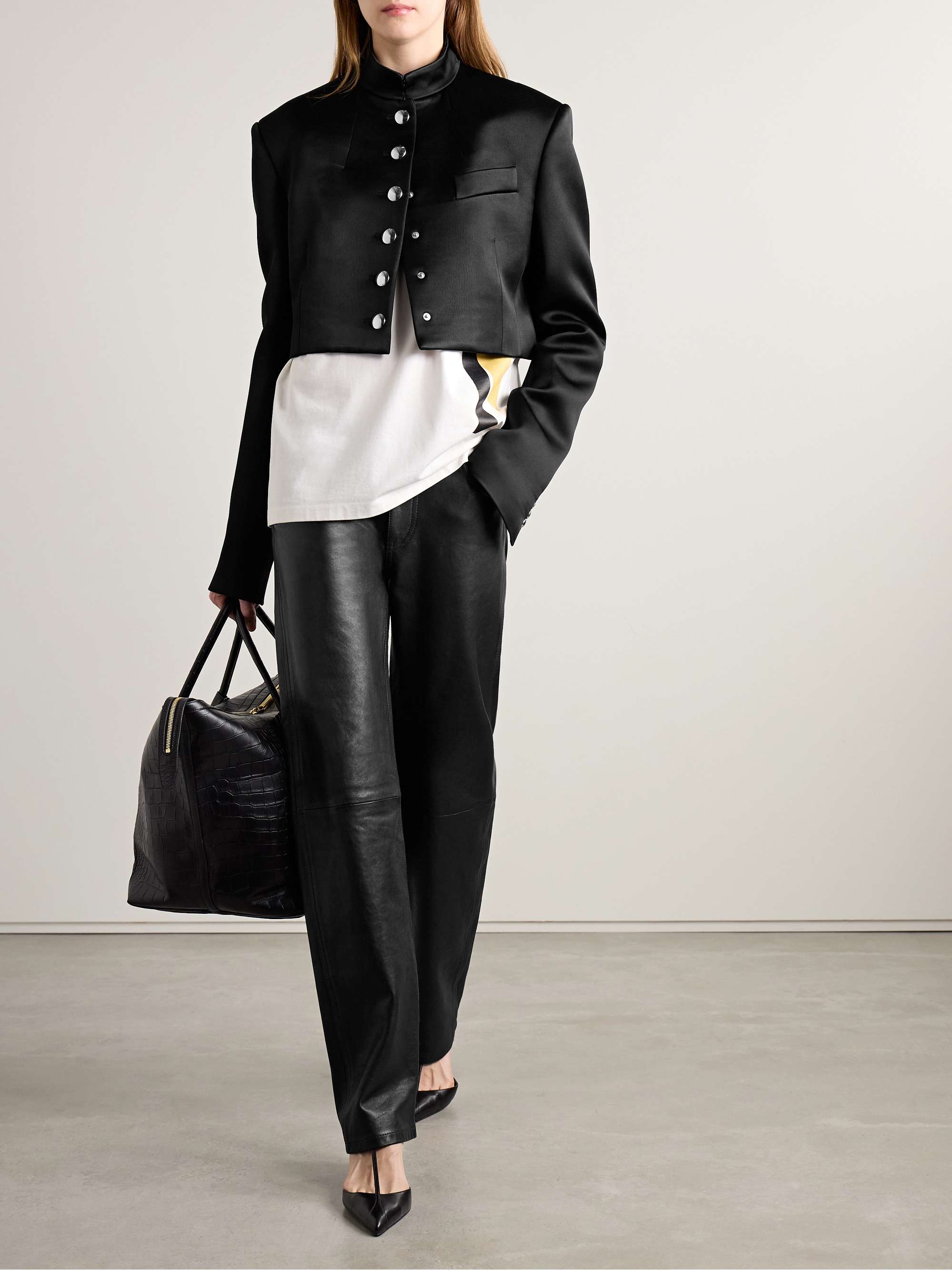 Samuelson cropped duchesse-satin jacket view