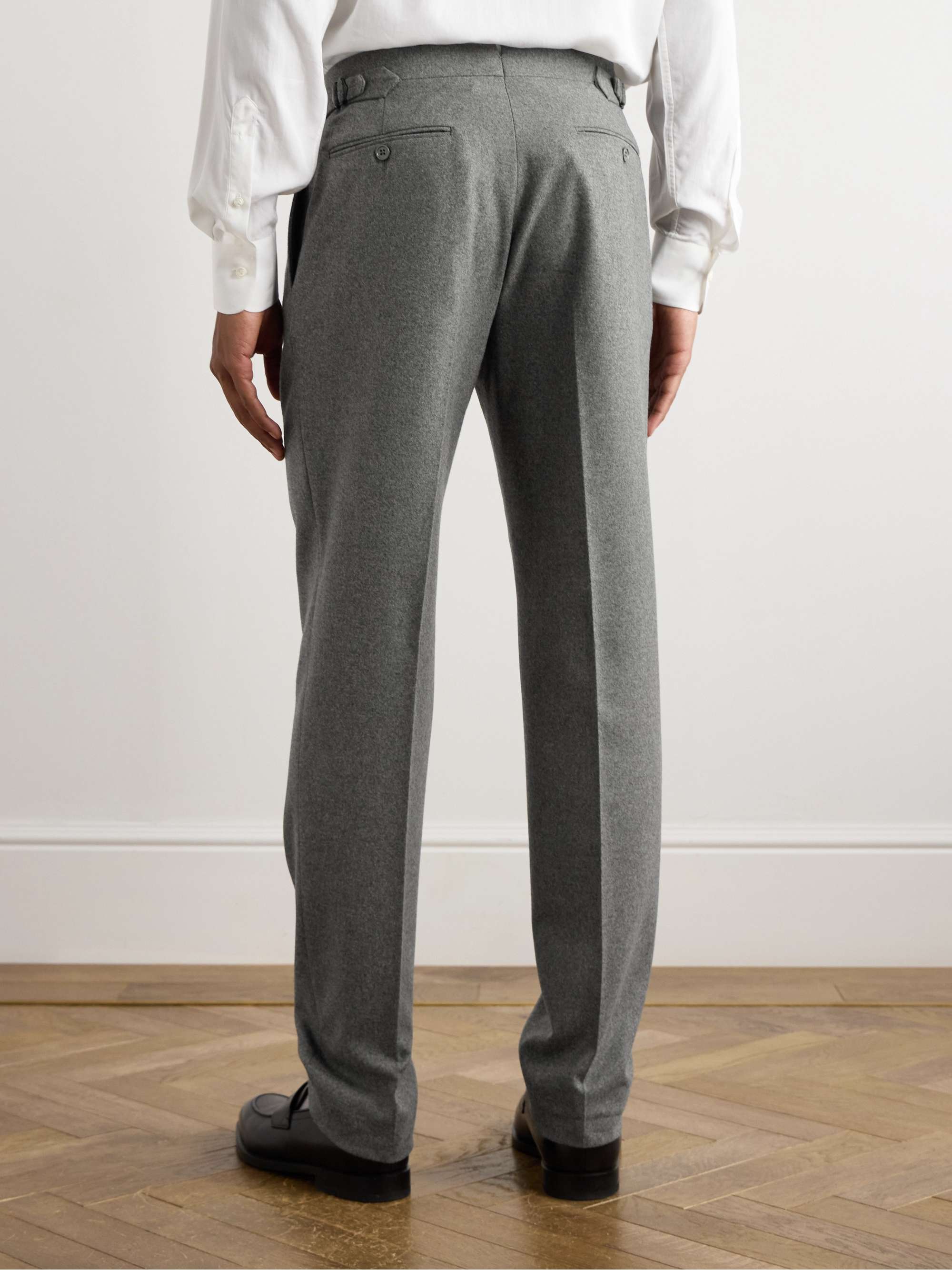Gregory Straight-Leg Pleated Wool-Flannel Suit Trousers view
