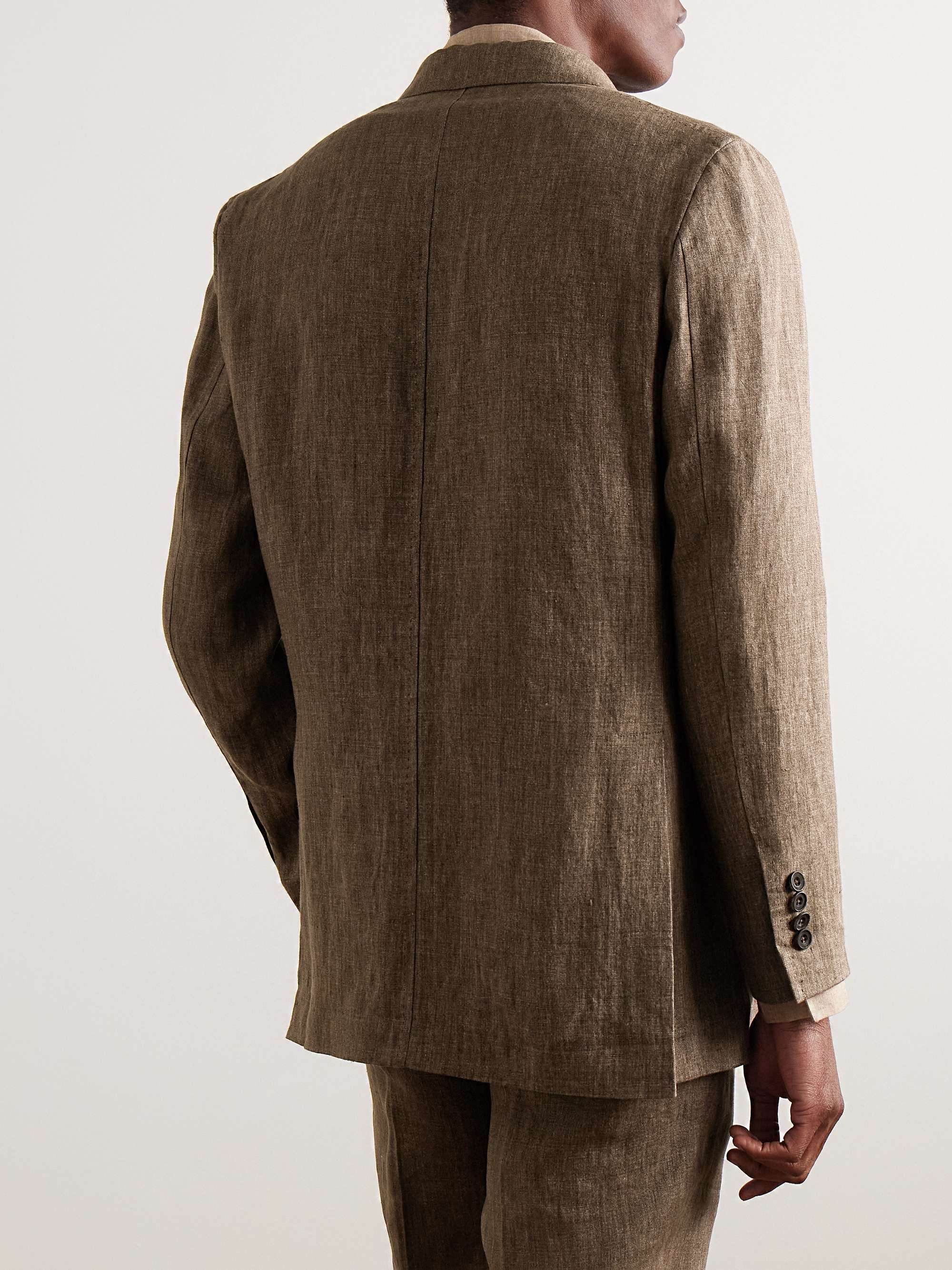 Unstructured Double-Breasted Linen Suit Jacket view