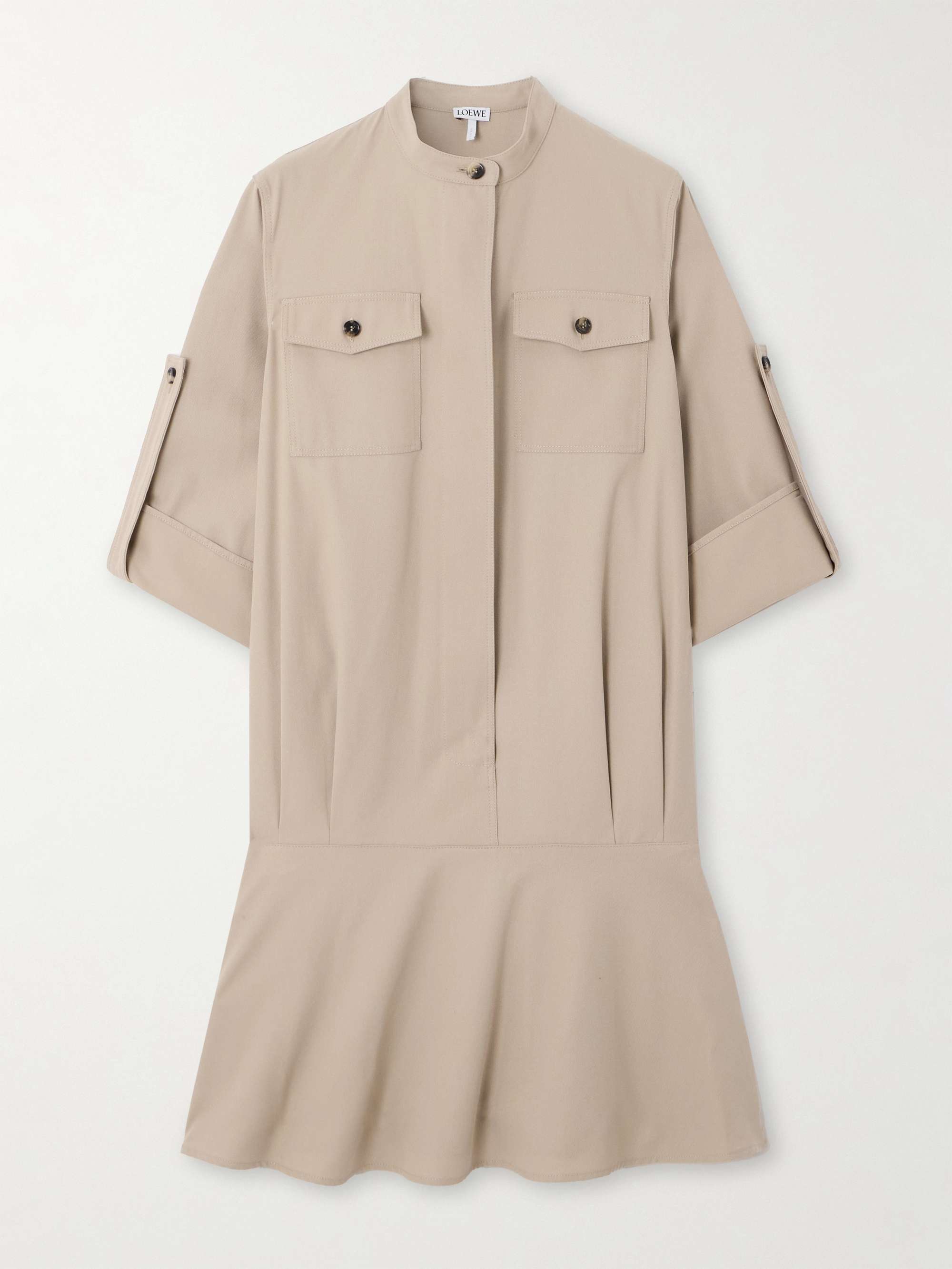 Cotton-twill mini shirt dress view