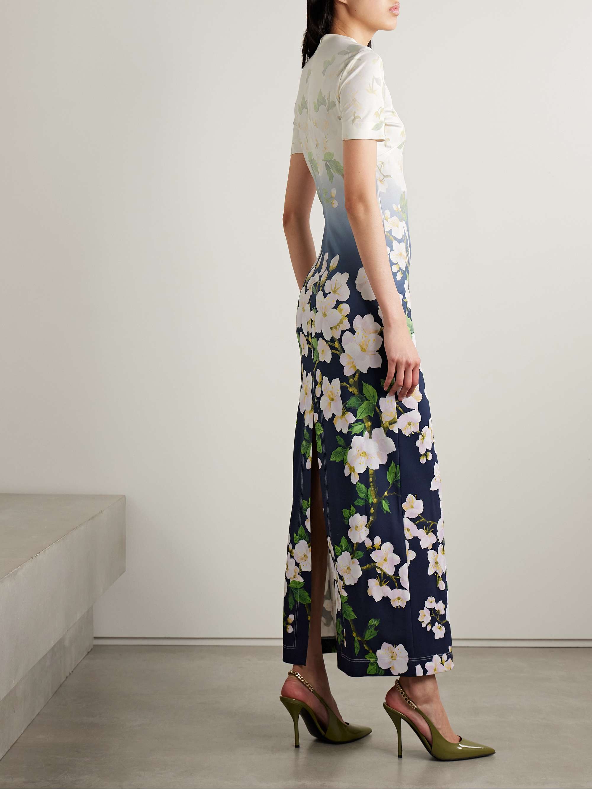 Floral-print ombré jersey maxi dress view