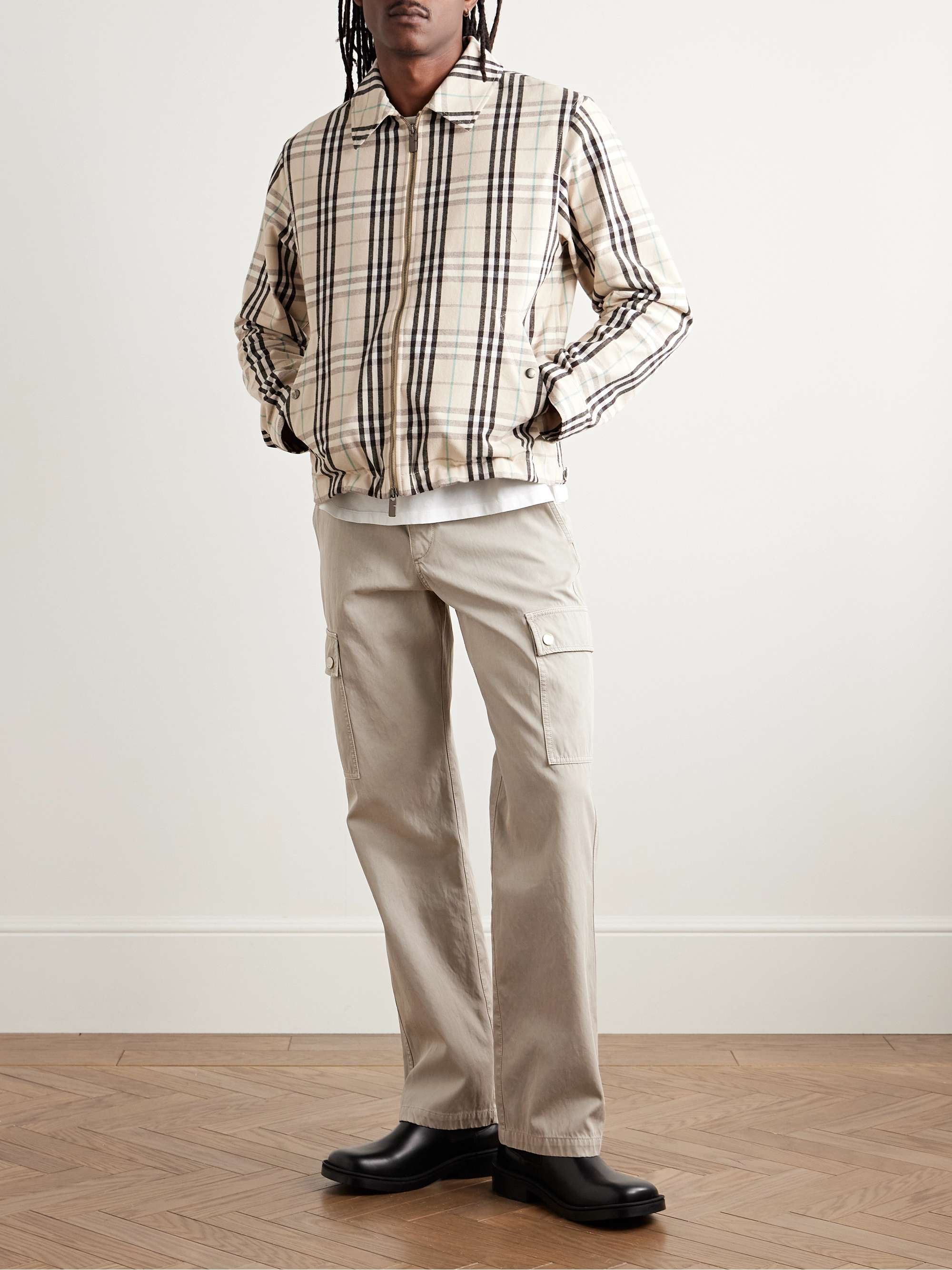 Straight-Leg Garment-Dyed Cotton-Twill Cargo Trousers view
